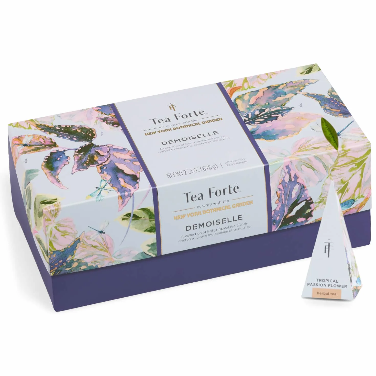 Tea Forte Demoiselle Premium Tea Gift Set, 20 Unidades, Muestras de Té Envueltas Individualmente, Bolsas Infusoras Piramidales