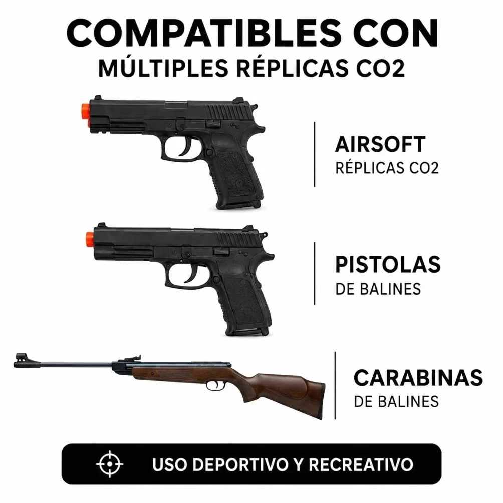 Bombonas CO2 12g Arsenic Plata para Airsoft y Pistolas de Balines, Cartuchos Gas Presurizado