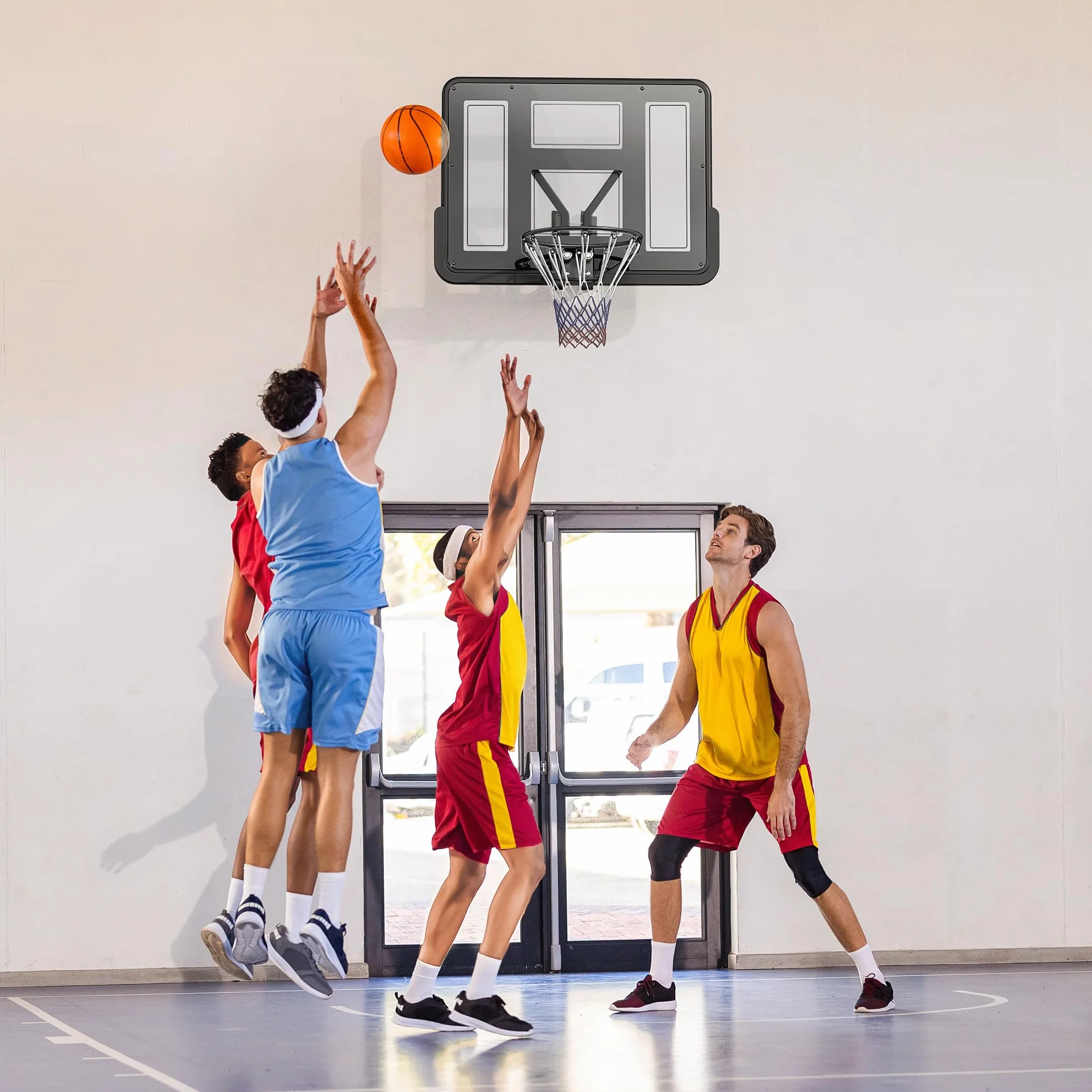 SPORTNOW Canasta de Baloncesto de Pared 110x75 cm Tablero Irrompible Red Resistente Negro