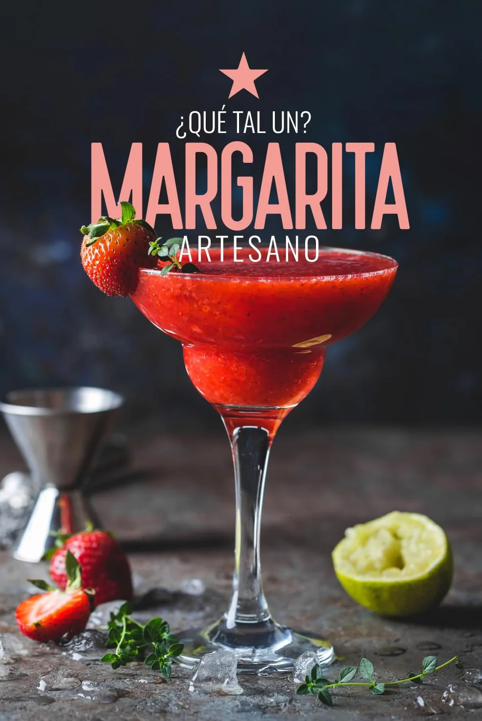 MiLove Margarita Fresa – Cóctel Premium, artesano y natural, elaborado con tequila Agave azul (México), fresas nacionales, limón mediterráneo, licor triple seco y jarabe simple – 75 cl.