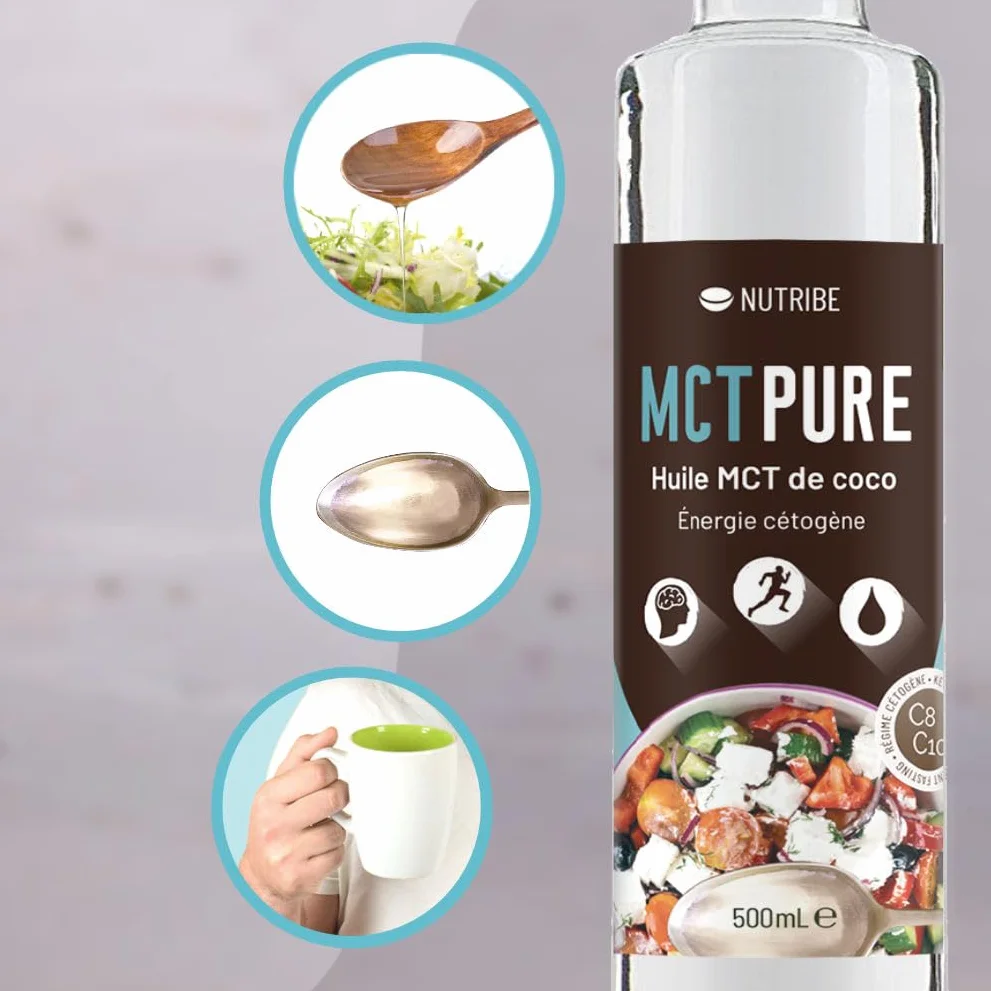 Nutribe MCT Pure C8 C10. Aceite de coco MCT Premium 250ml - Energía, programa de adelgazamiento, refuerzo de cetonas, nutrición especializada