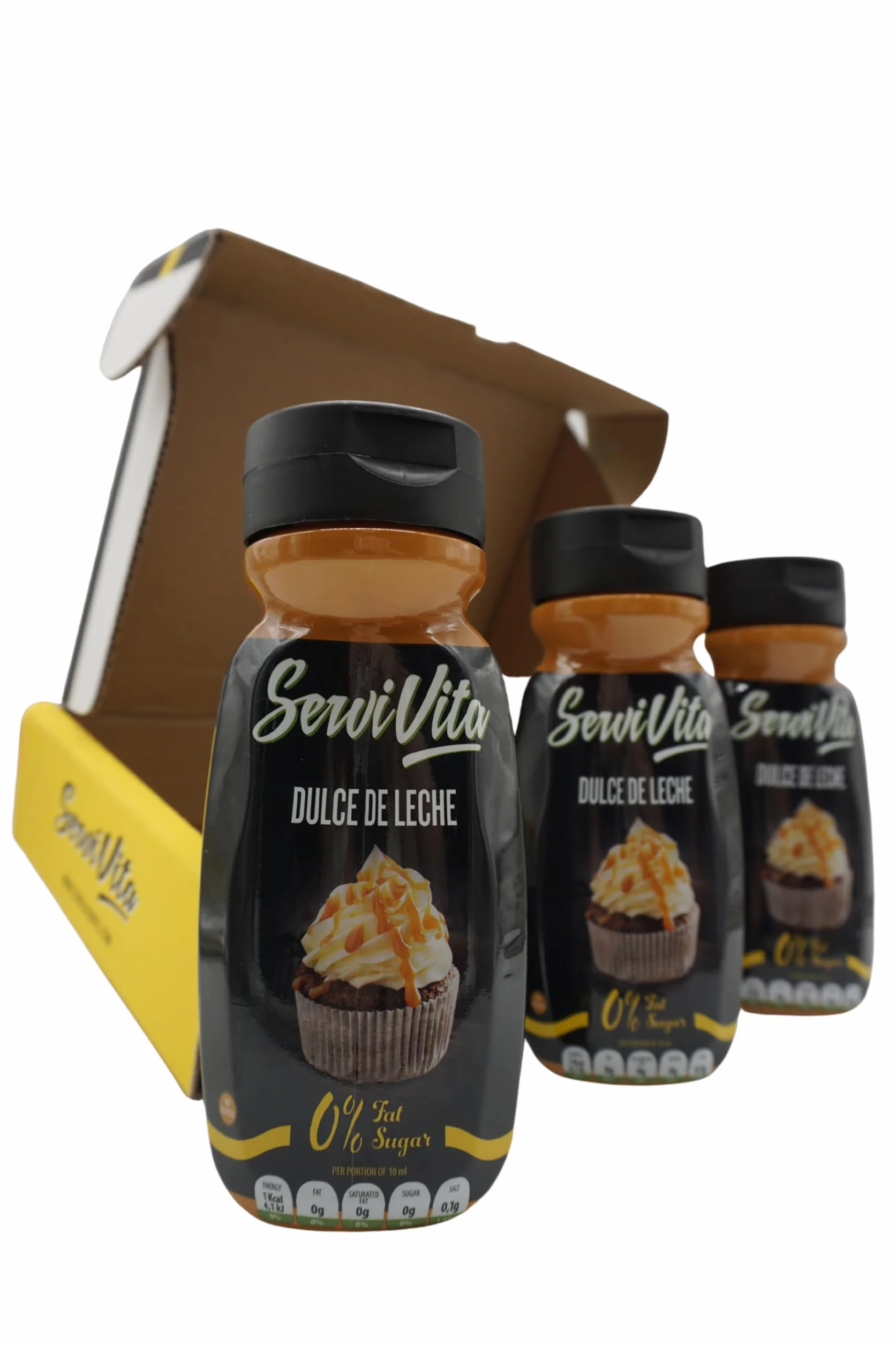 ServiVita – Pack Salsas Saludables 0%, Sin Azúcares, Sin Grasas, Sin Grasas Saturadas, Pack 3 salsas x 320ml - Sabor Dulce de leche