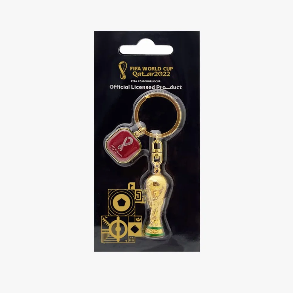 Llavero trofeo 3D Copa Mundial de la FIFA 2022 Qatar emblema oficial oro talla única