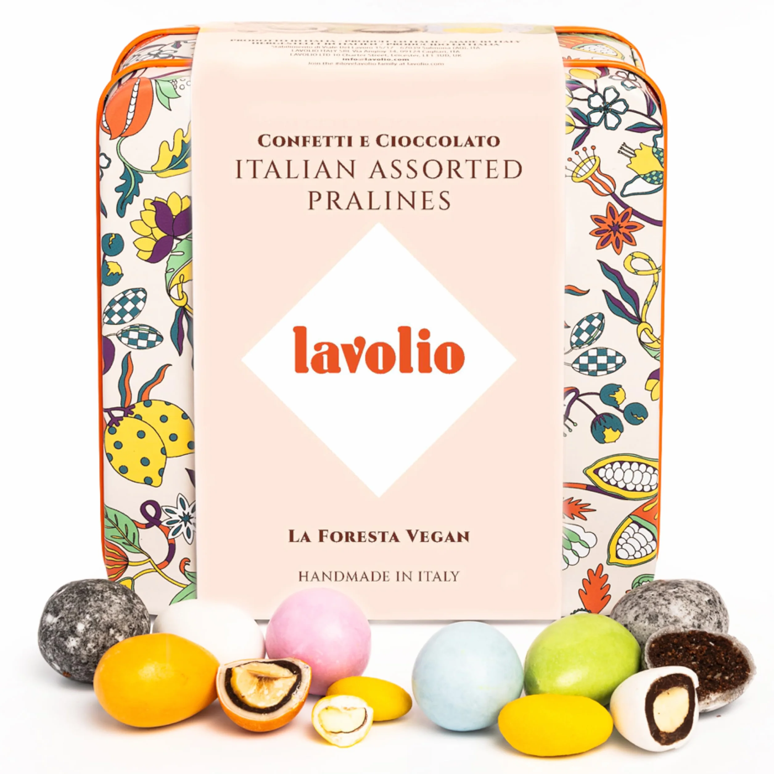 Caja de Bombones Veganos de Chocolate con Frutos Secos – Pralinés de Almendra, Avellana y Pistacho con Chocolate Negro – Regalo ideal para el Día de la Madre – Lavolio La Foresta Vegan, 150g