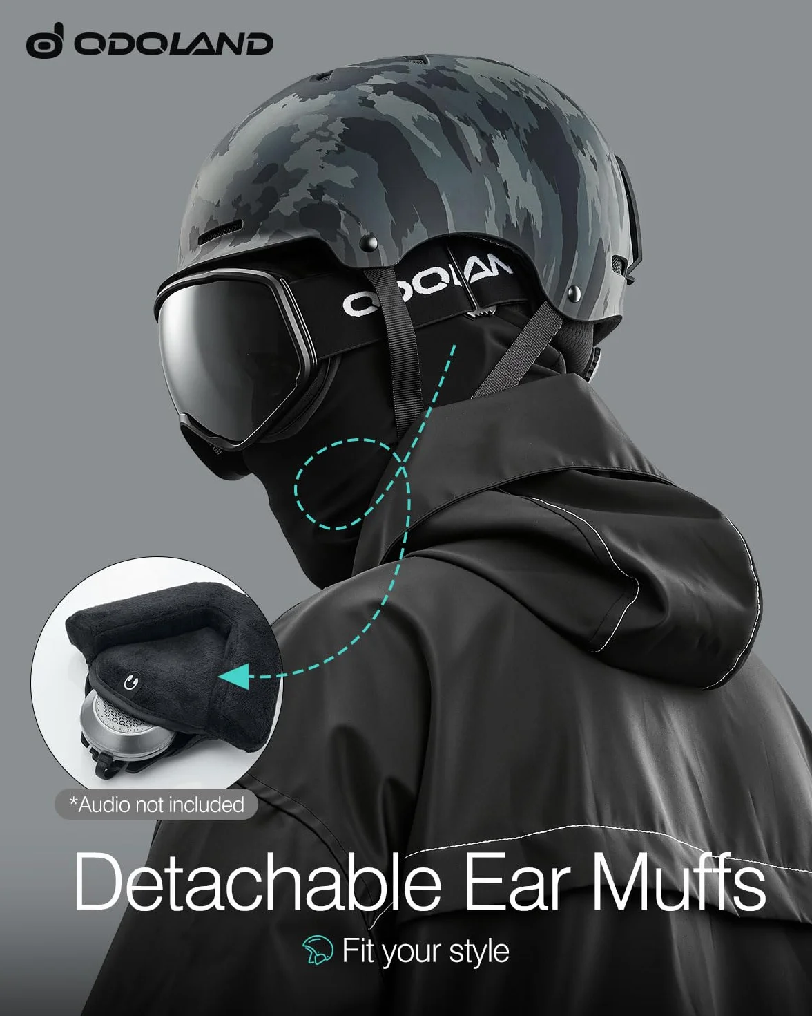 Odoland Casco de Esquí y Snowboard para Hombres Mujeres con Ventilación y Orejeras Desmontable