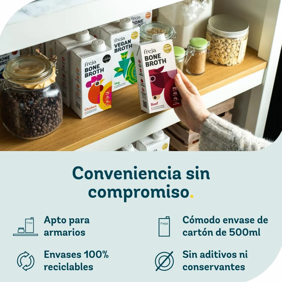 Caldo de Huesos | Paquete Mixto | Carne de res y Pollo | Delicioso y Natural | Protéico y Colágeno | Bajo en Calorías | Sin Concentrado, Polvo ni Cubos | 6 x 500ml