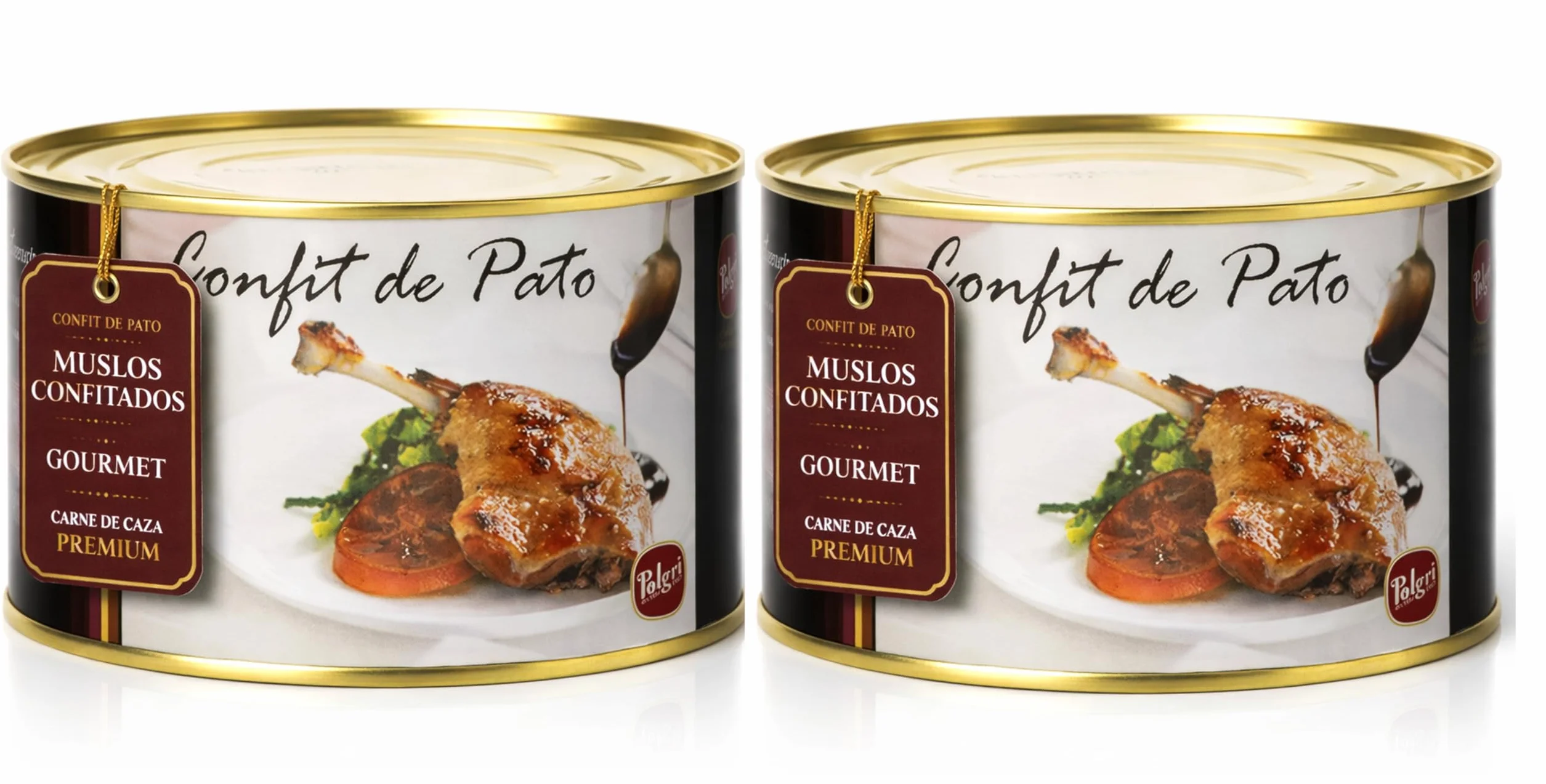 POLGRI Confit de Pato Muslos Confitados 2 Latas 1350 g 4 Unidades Carne de Caza Premium Receta Manchega