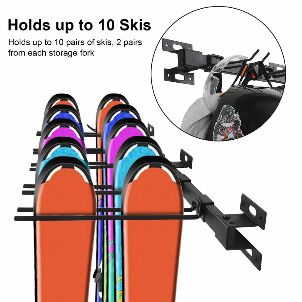 Soporte para Almacenamiento de Esquí y Snowboard de Pared, 10 Pares
