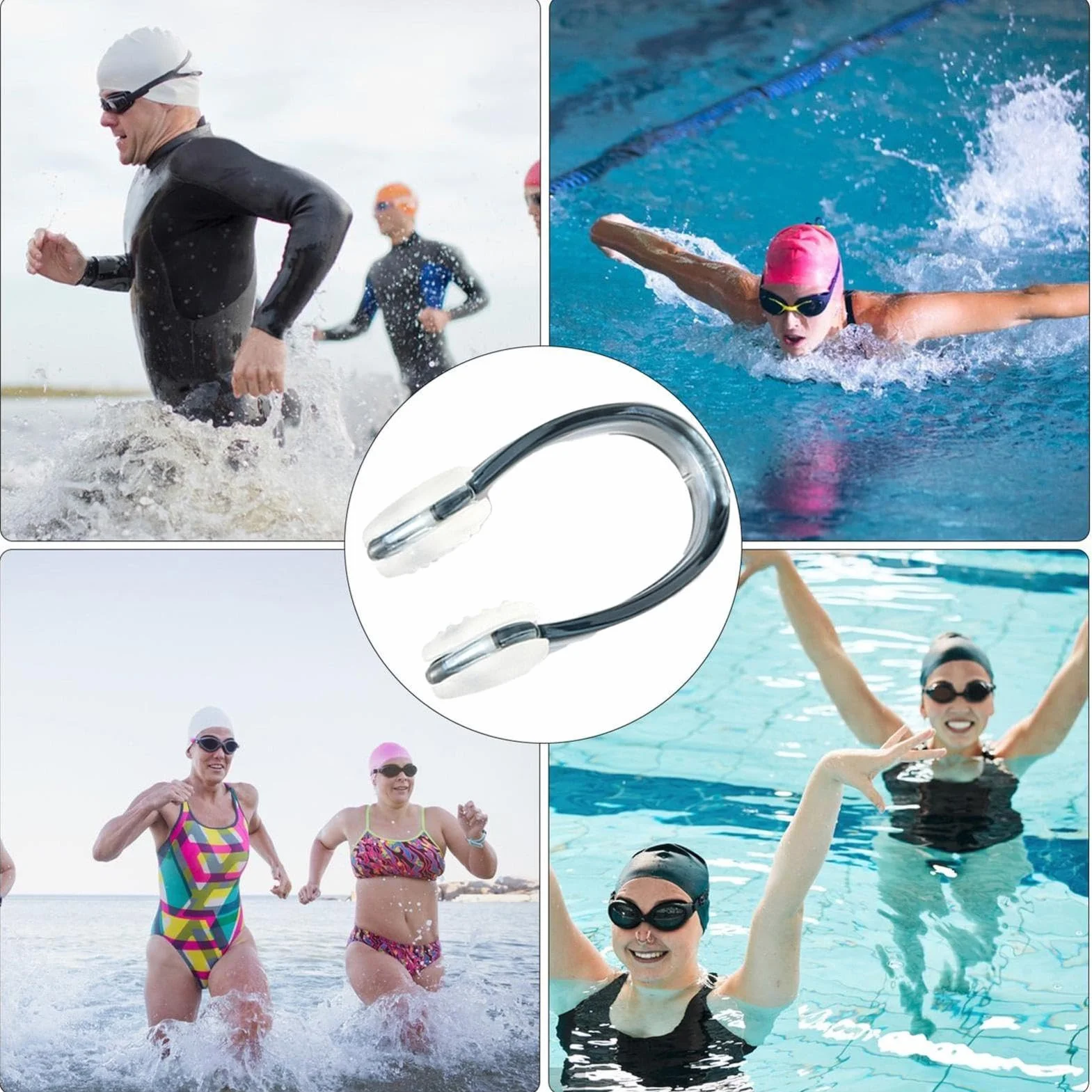 Clip Nasal de Silicona Impermeable Antideslizante 6 Piezas para Buceo, Natación, Deportes Acuáticos