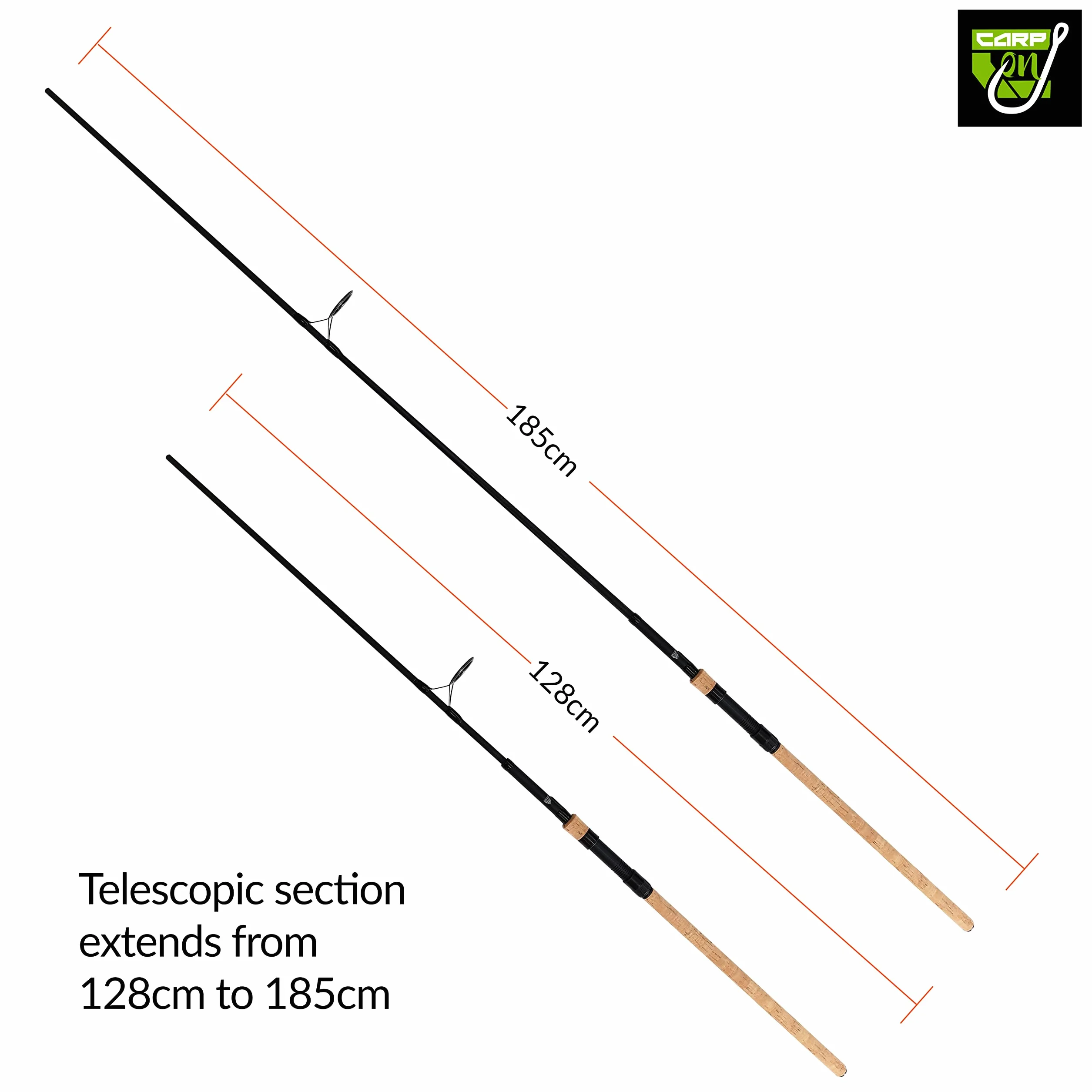 Hotrod 3m 10ft Extender Carp Fishing Rod 2 Piece Part-Tele Full Cork Handle Test Curves 3lb 3.25lb 3.50lbs Ultra Light High Grade Korean Carbon