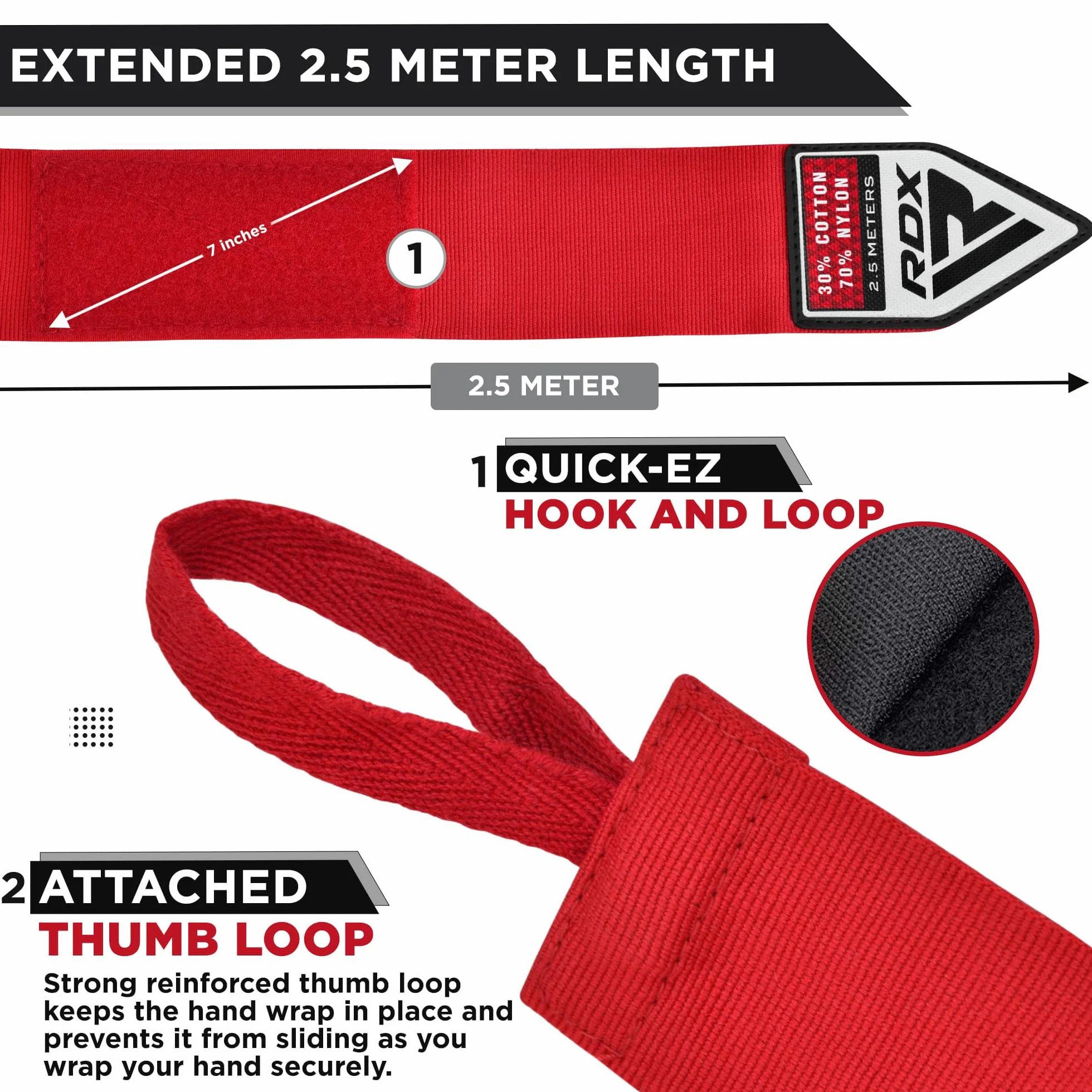 RDX Vendas Boxeo Guantes Interiores Protector Muay Thai MMA Kick Boxing Entrenamiento Hand Wraps
