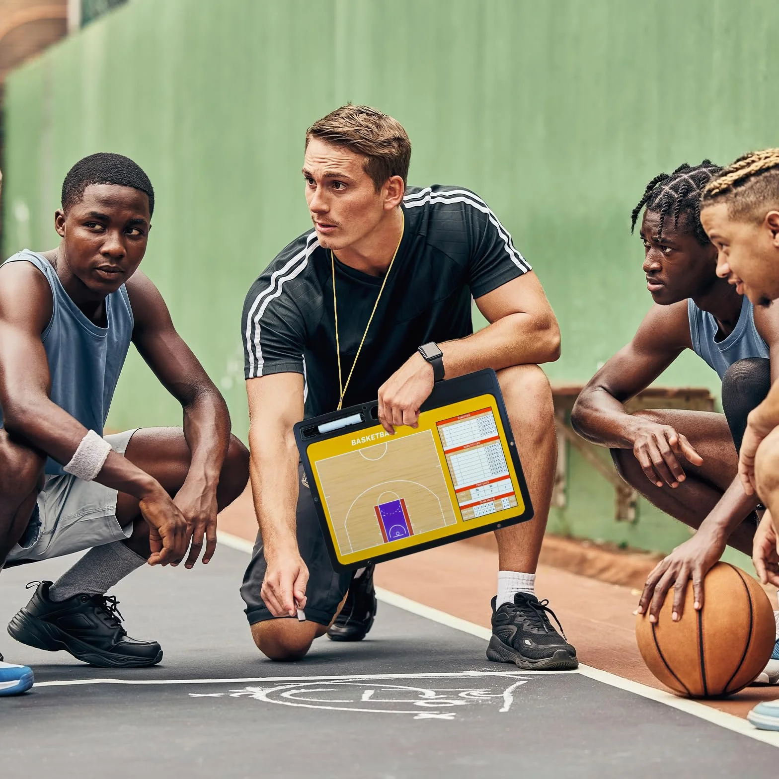 Pizarra Entrenador de Baloncesto Magnética Plegable con Imanes, Lapiceros y Borrador