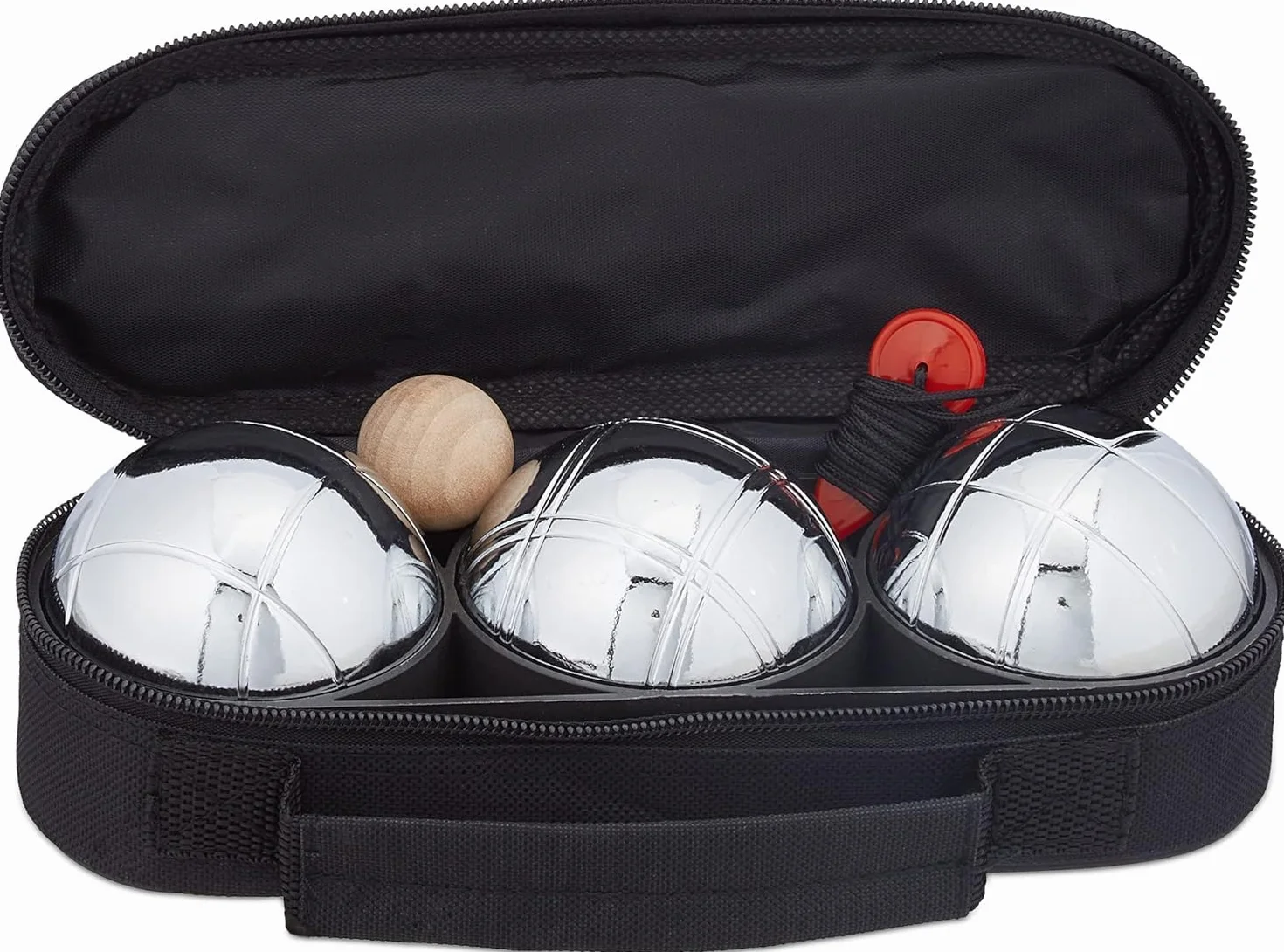 Bolsa para 3 Bolas de Petanca - Juego de Habilidad y Aire Libre - Metal - Acero - 22 cm