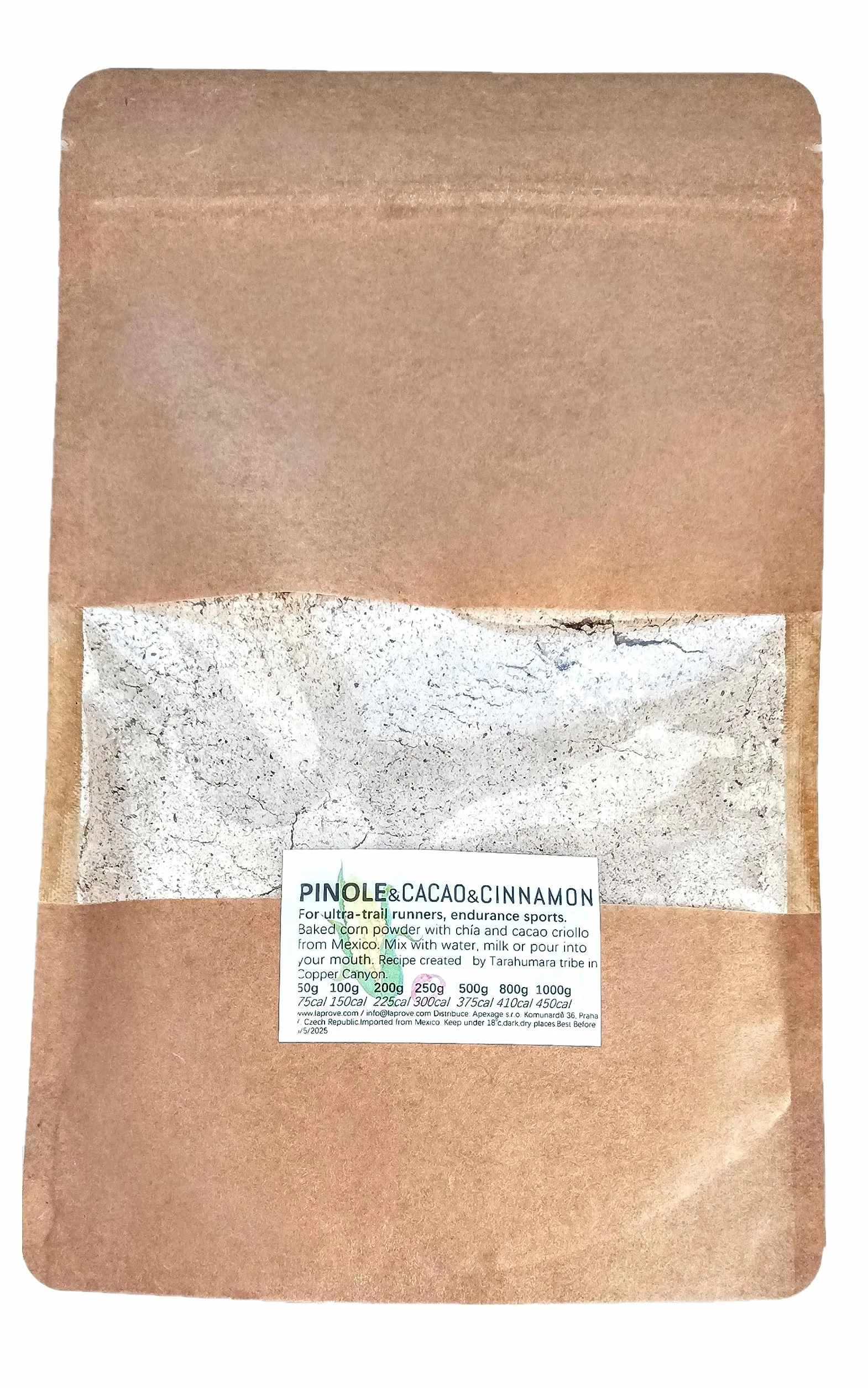 Pinole con cacao y canela para corredores de larga distancia y ultratrail de México 250g