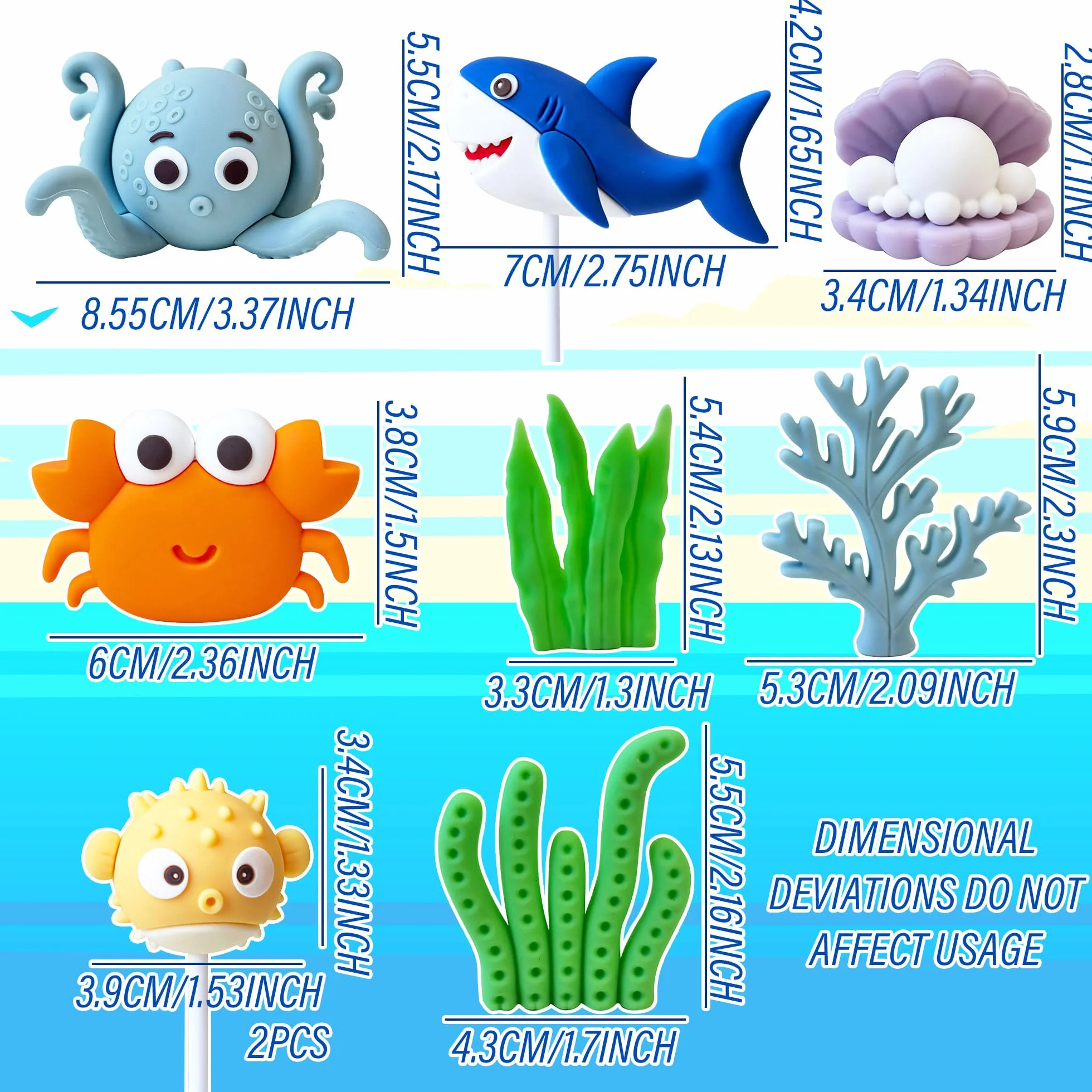 decoración torta animales marinos cumpleaños temática oceánica adornos pastel criaturas marinas figura superior para temática submarina decoración fiesta baby shower