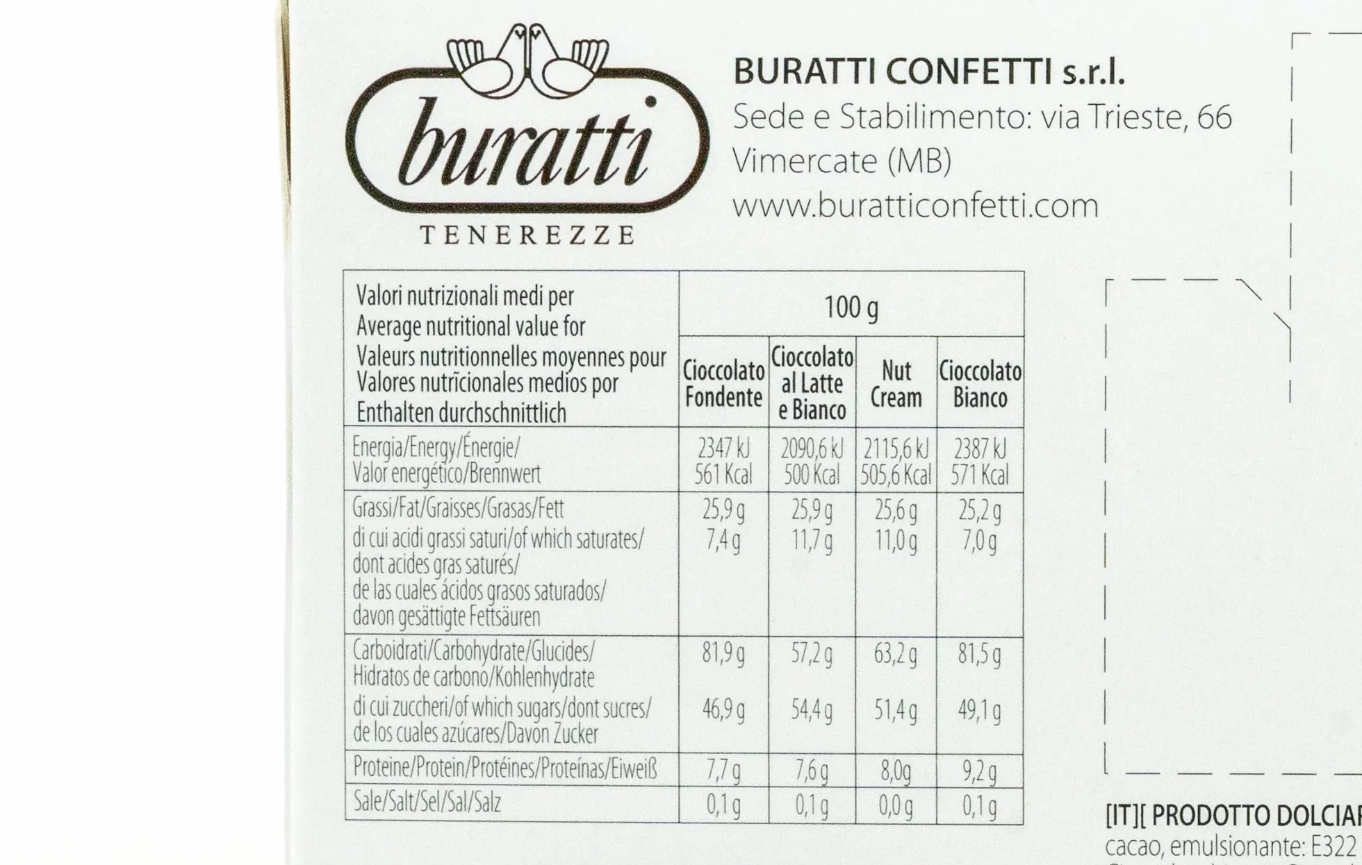 Buratti Confetti Tenerezze Selección De Almendras Recubiertas De Chocolate 1000 g