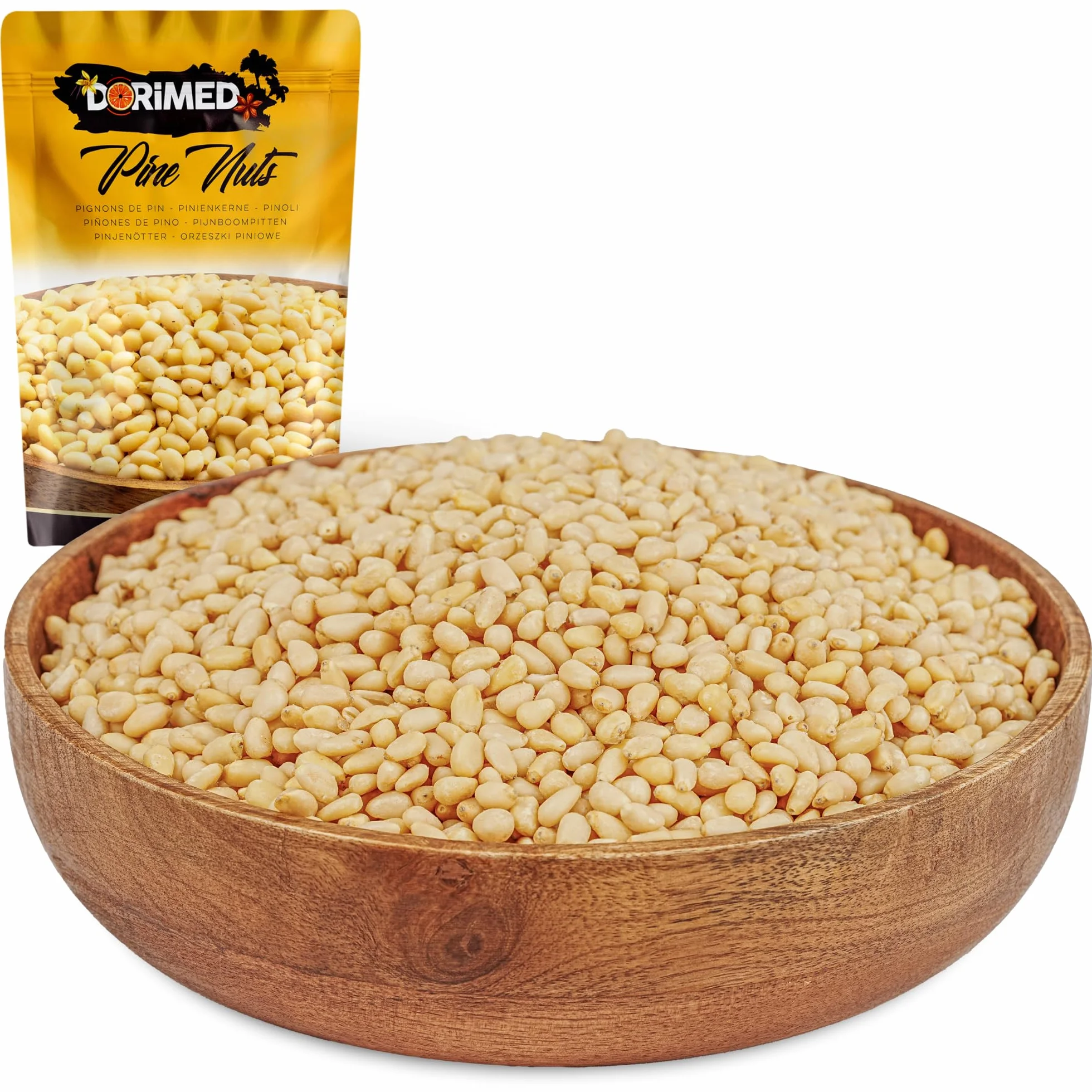 Dorimed Pack de Piñones Crudos de Pino 1kg Pelados | Frutos Secos Siberianos Sin Cáscara de Origen 100% Natural | Bolsa en Porciones para Cocinar