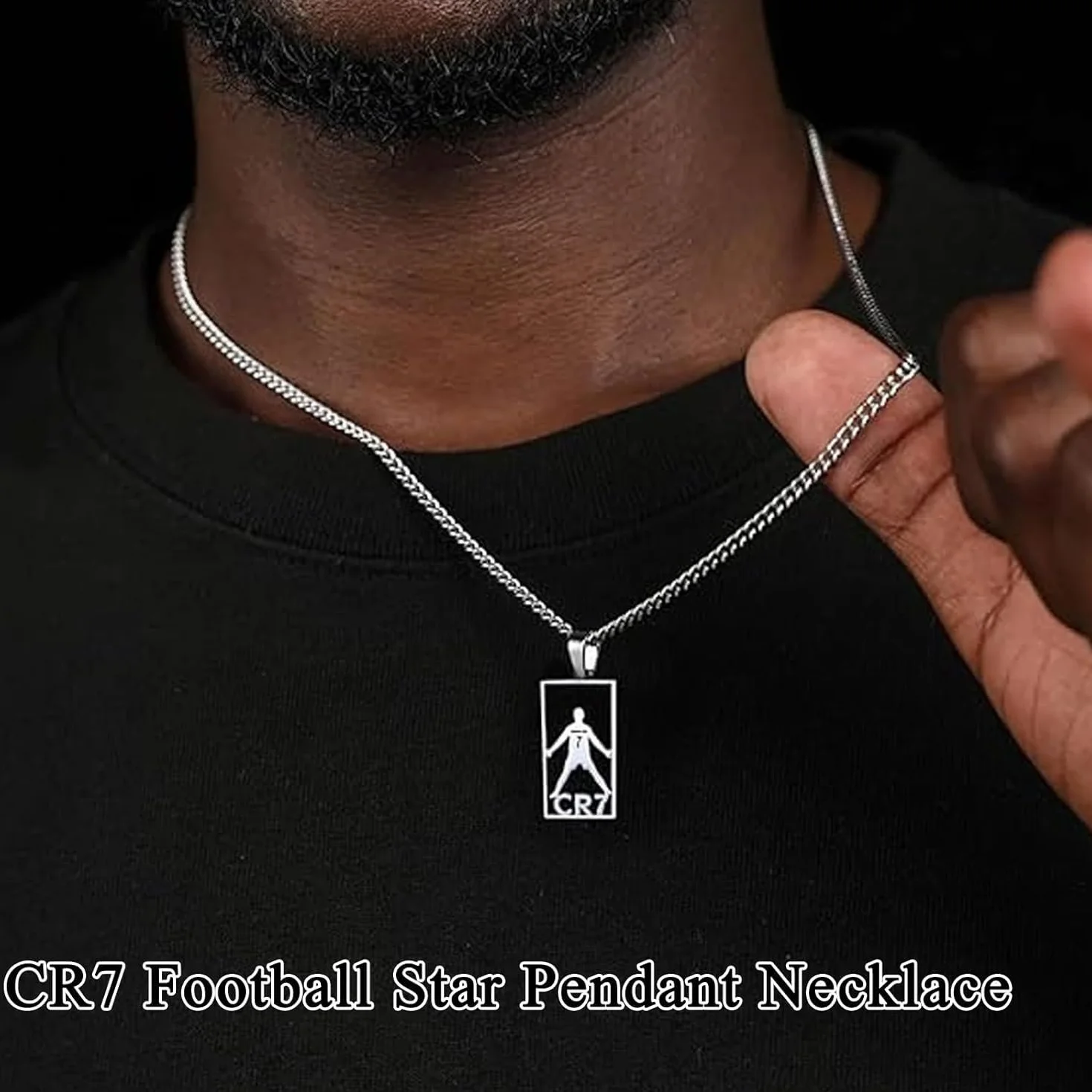 Pulsera de estrella de fútbol Cr7 para niños, regalo de fútbol (plata + collar)
