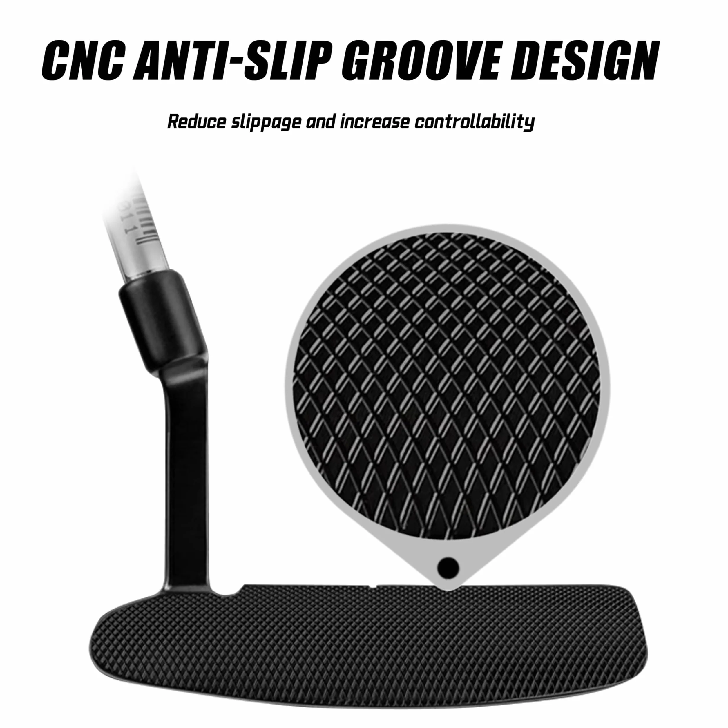 PGM Putter de Golf para Zurdos, Eje de Acero 950, Cabeza de Acero Inoxidable