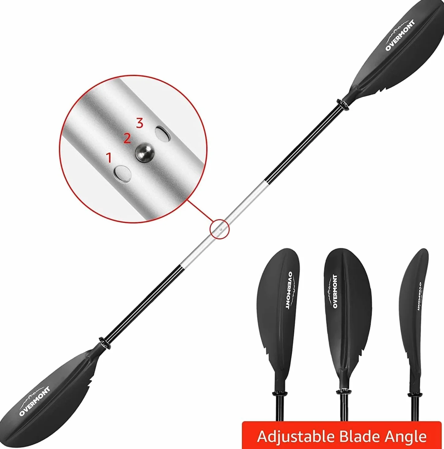 Overmont Remos Aluminio Doble Convertibles en uno 3 Angulos Ajustables Anti-sumergido 222cm para Sup Kayak
