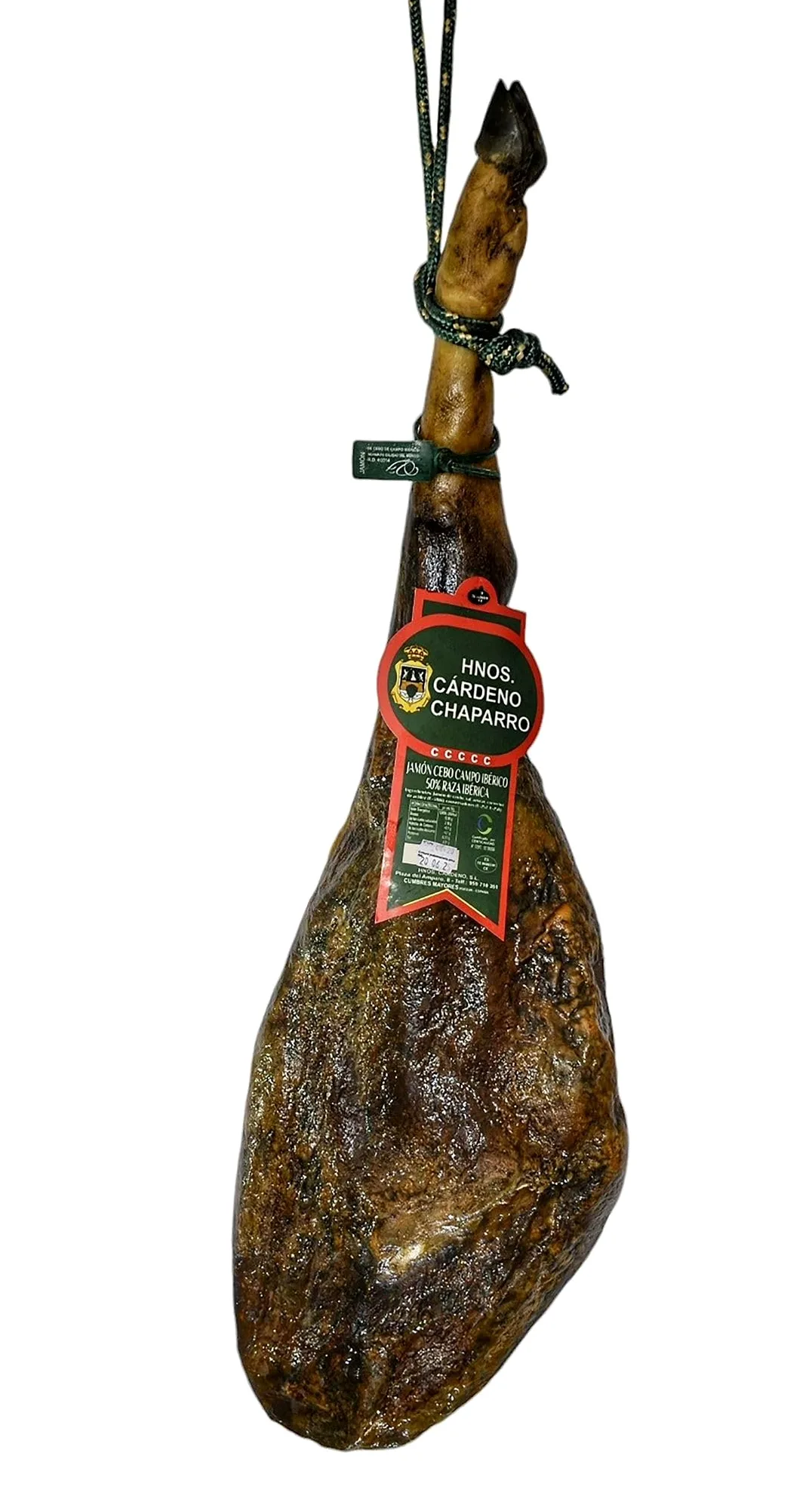 JAMÓN DE CEBO DE CAMPO 50% RAZA IBÉRICA, PROCEDENTE DE HUELVA,CURACIÓN NATURAL 100%. PESO SOBRE 8 KG