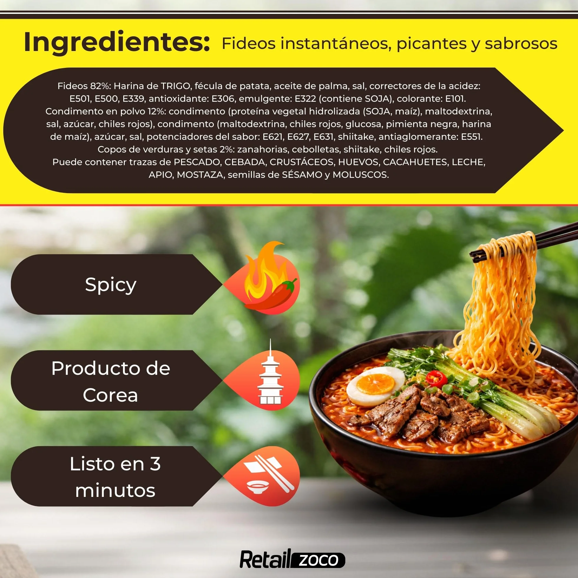 Ramen Picante Nongshin, Fideos Instantáneos Nong Shim Shin Ramyun, Instant Noodle Ramen Corea, Original Coreano, Agrega agua caliente y cocina por 5 minutos, Contiene 3 unidades de 68 g