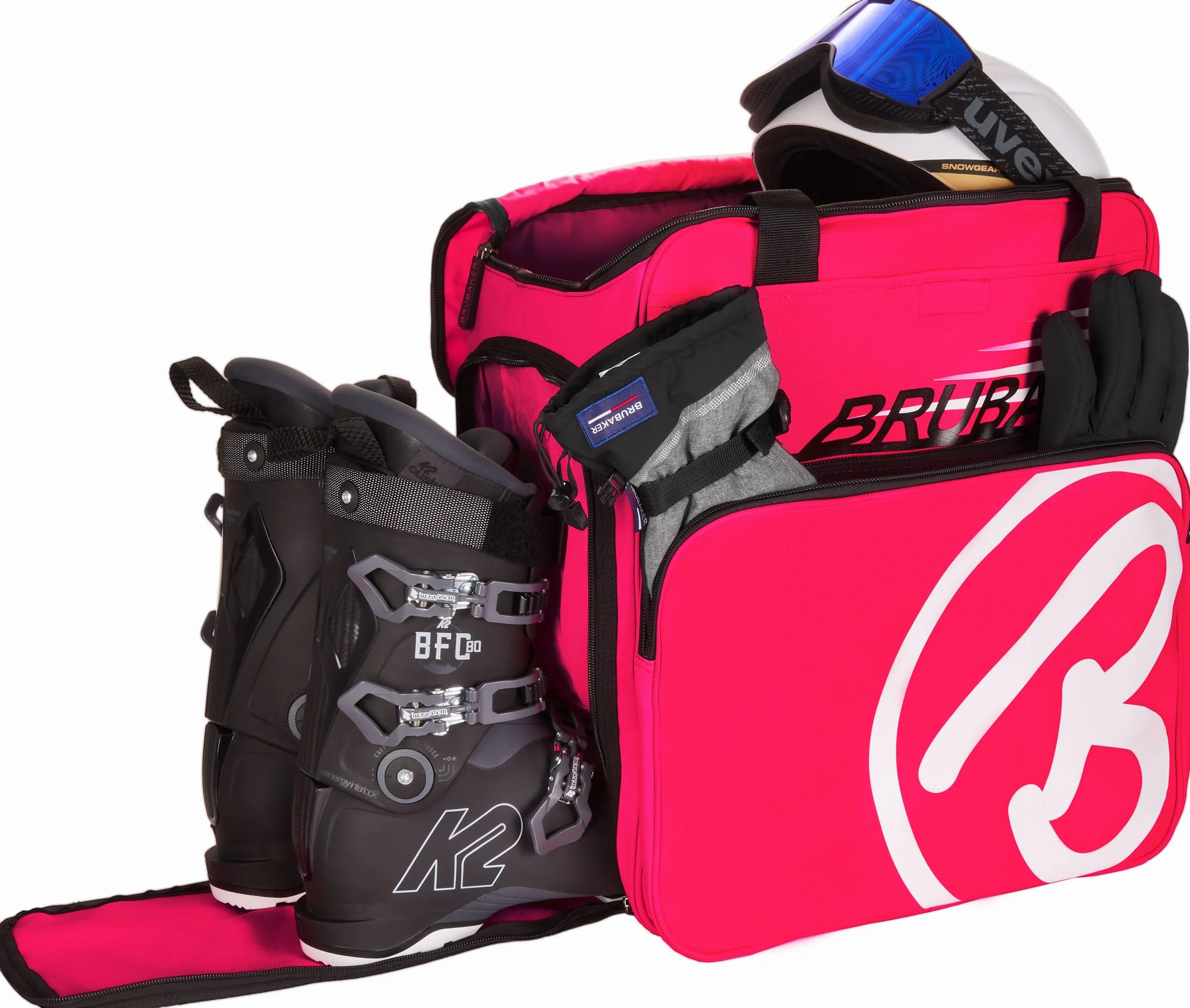 BRUBAKER Super Champion 2.0 Bolso para Deporte Mochila Porta Botas De Esquí Rosa Blanco
