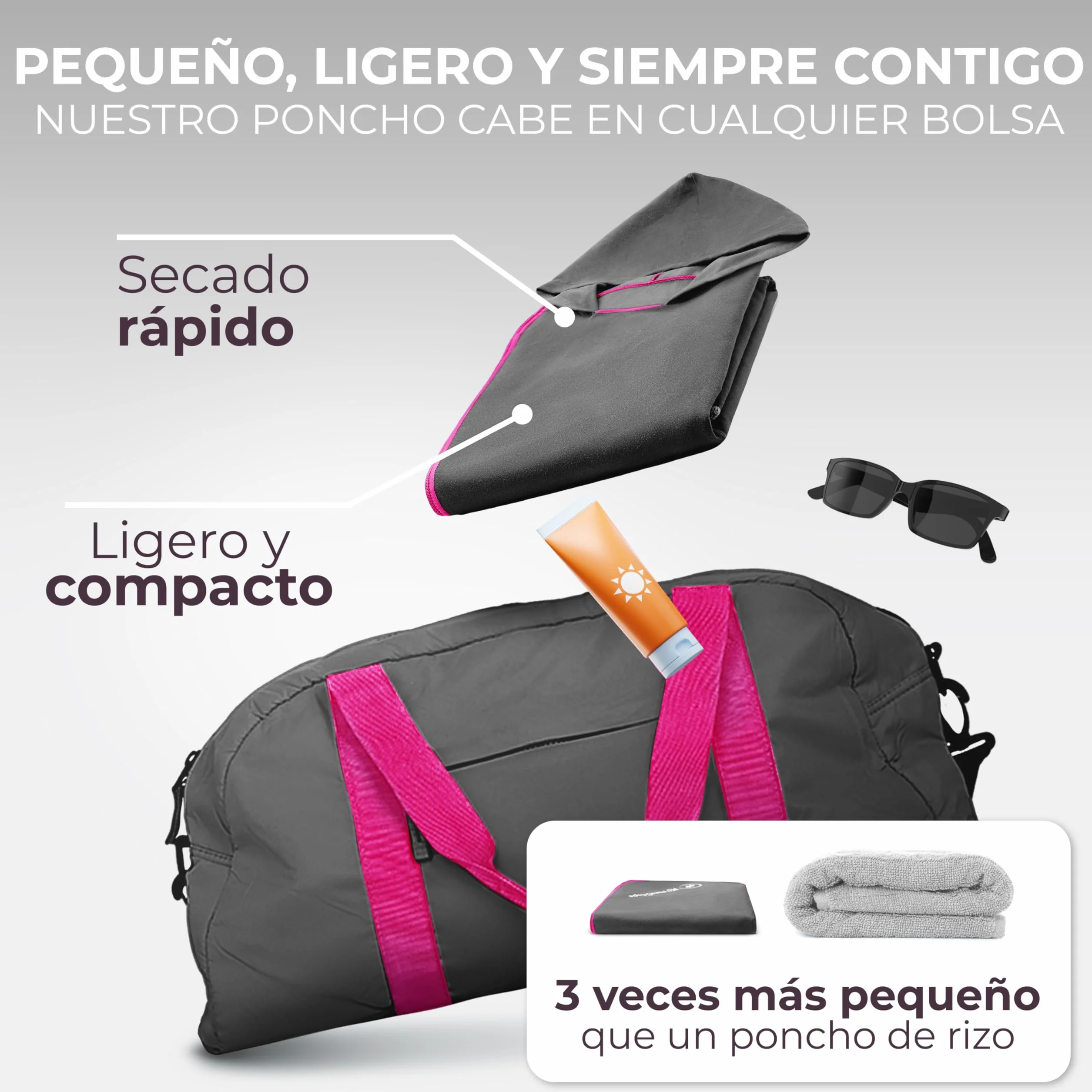 NirvanaShape Toalla Poncho 2 en 1 Microfibra Secado Rápido Adultos Viaje Surf Camping