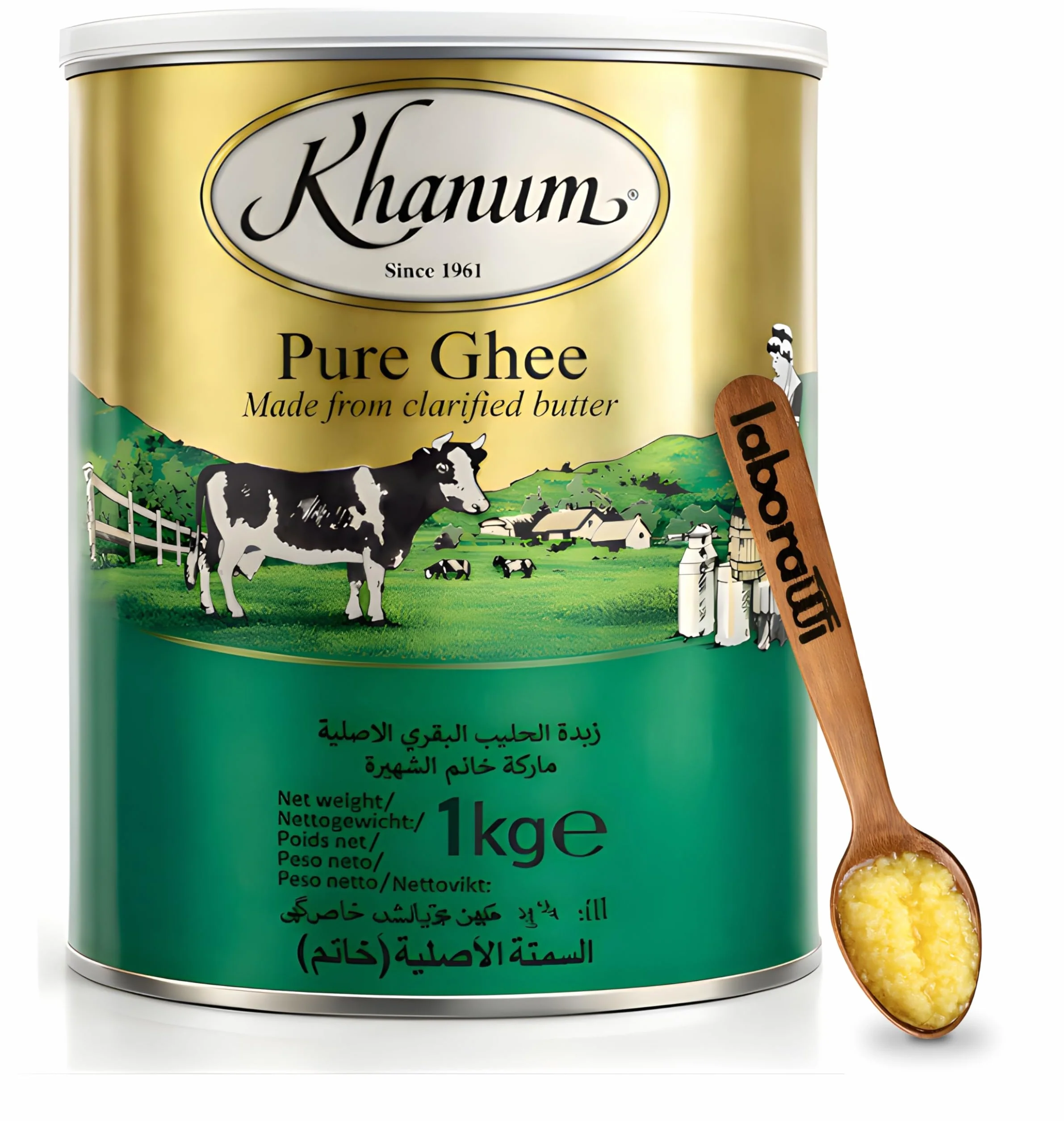 Mantequilla Clarificada Premium 100% Natural - Pure Ghee - Keto Friendly, Alto Punto de Humo, Sin Gluten - Ideal para Cocina Saludable - Laborawi (1 Kg)
