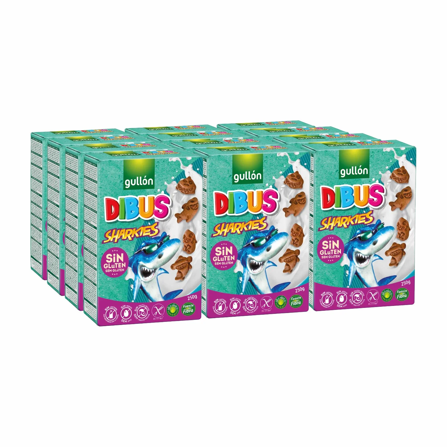Gullón Galletas Sin Gluten Mini Dibus Sharkies 250G - [PACK 12 Uds] Total: 3kg