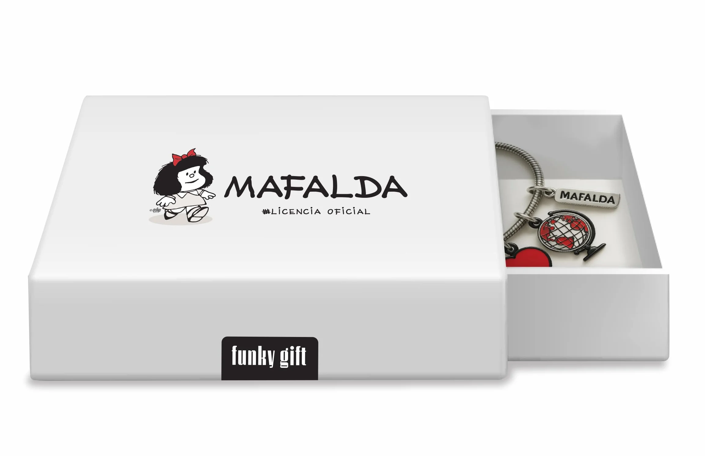 Pulsera de Acero Inoxidable con Charms Mafalda Sonríe - Licencia Oficial Quino, Rojo