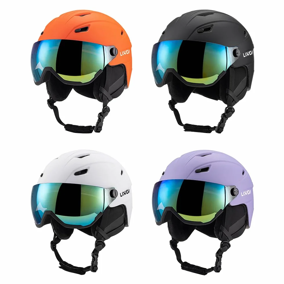 Lixada Casco de esquí Integrado con Gafas de Visera extraíbles para Hombres y Mujeres