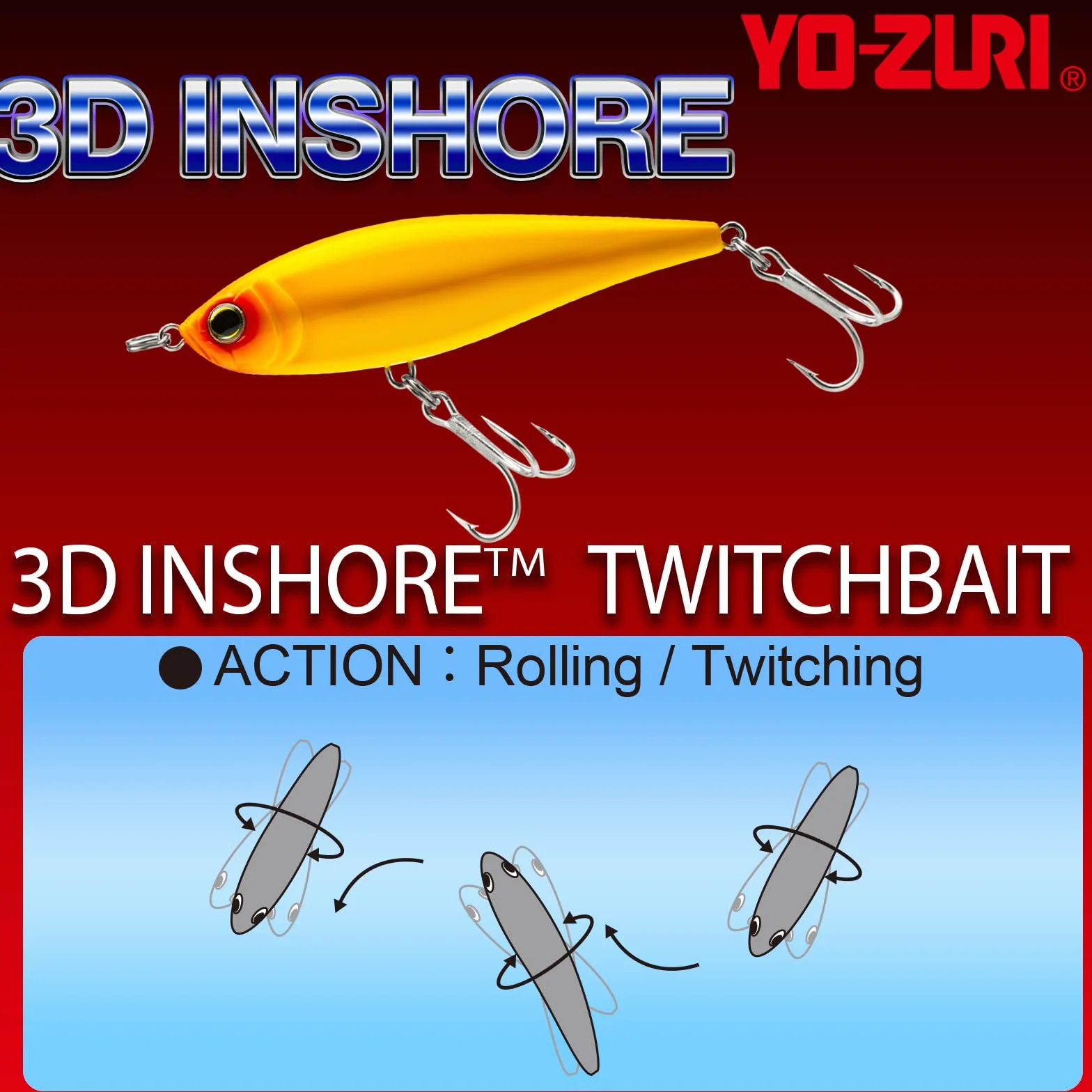 Yo-Zuri 3D Inshore Twitchbait Slow Sinking 3 1/2 Inch Lipless Crankbait