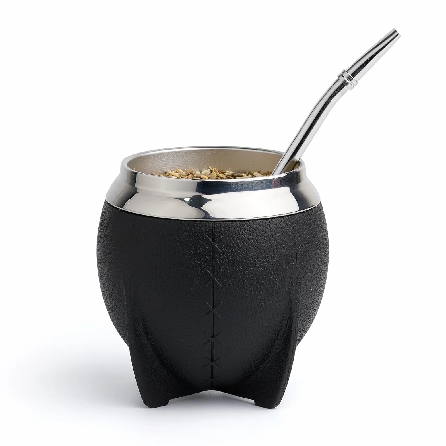 Mate Vaso Plástico Elegante y Duradero - Forma Torpe y Fácil de Limpiar - Vaso con Dos Bombillas y Cepillo para Limpiar 280ml