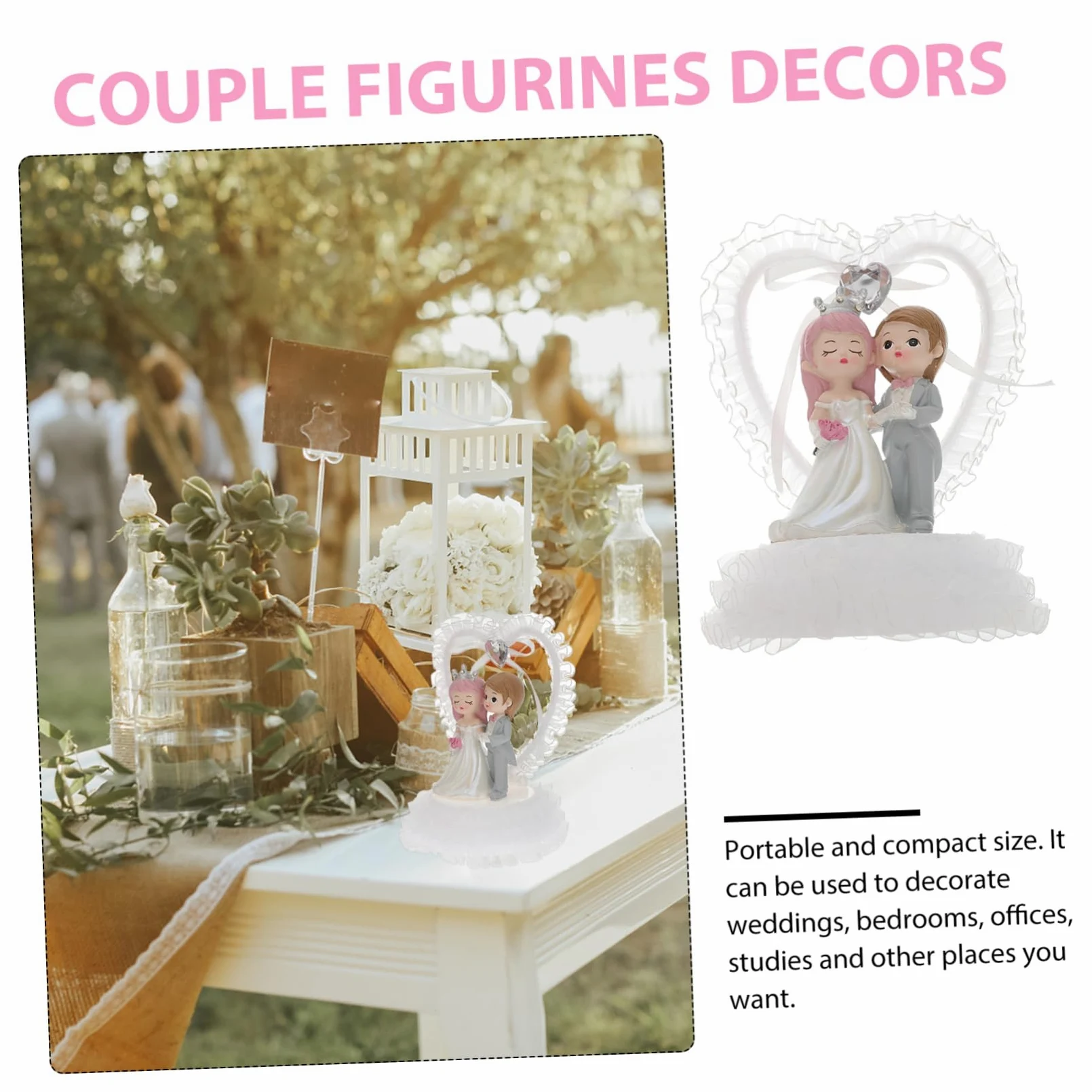 STOBAZA Adorno para Novia y Novio de Plástico para Decoración de Boda | Figura Forma de Pareja, Acabado Romántico, Uso en Dormitorios y Eventos, Fácil de Limpiar