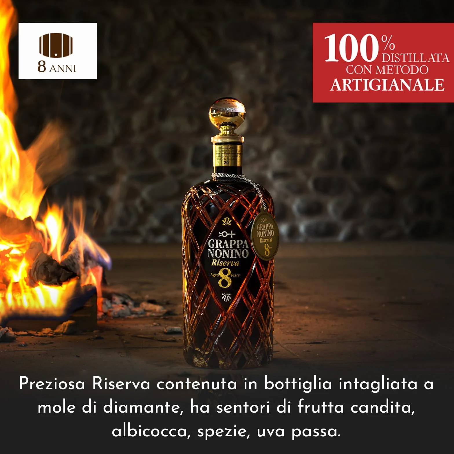 NV Grappa Nonino Riserva 8 Anni, Grappa Italiana - 1 x 0.7 l