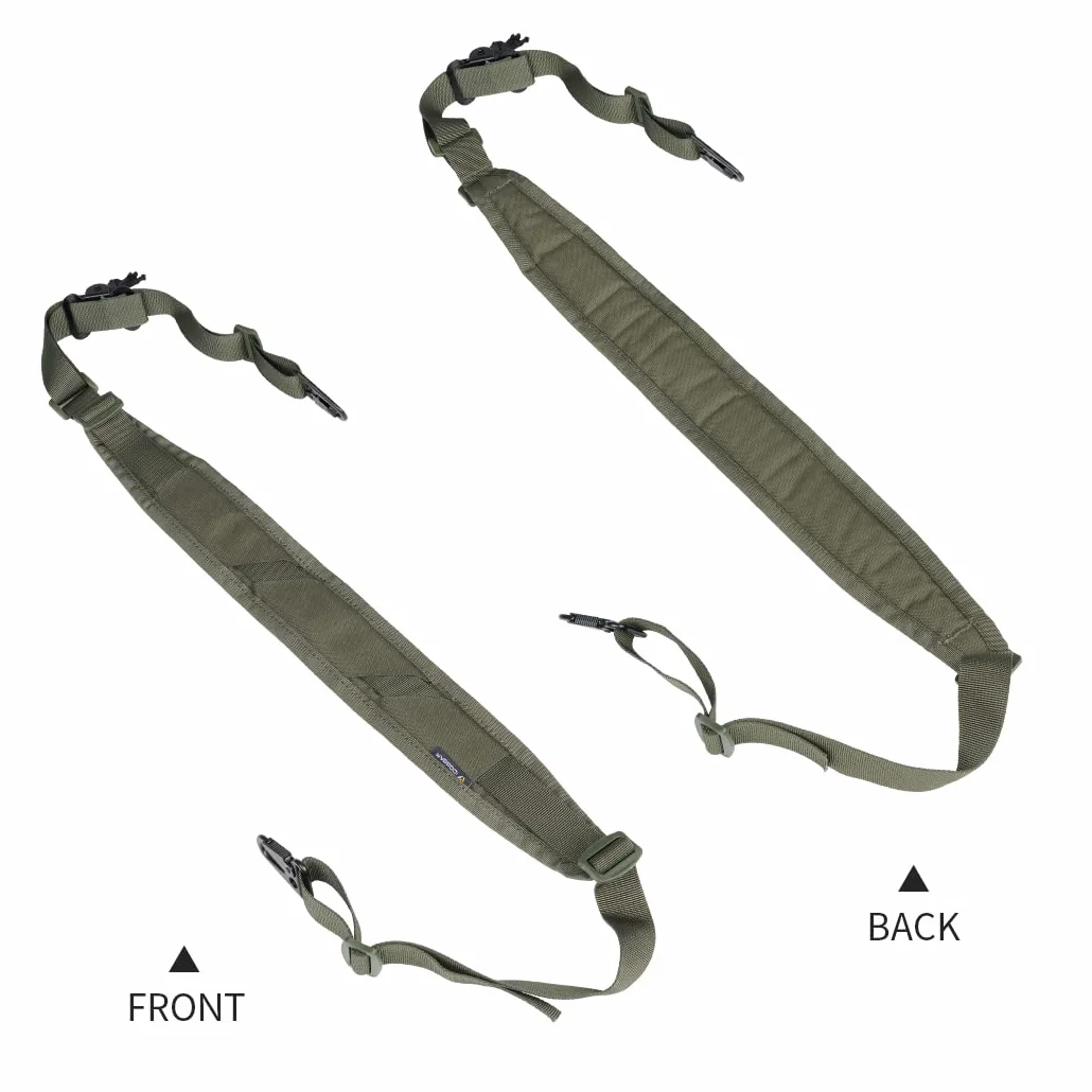 IDOGEAR Correa para Rifle Bandolera Bipunta Eslinga de 2 Puntos con Ajustador de Longitud, Hombreras Engrosadas Ganchos de Metal