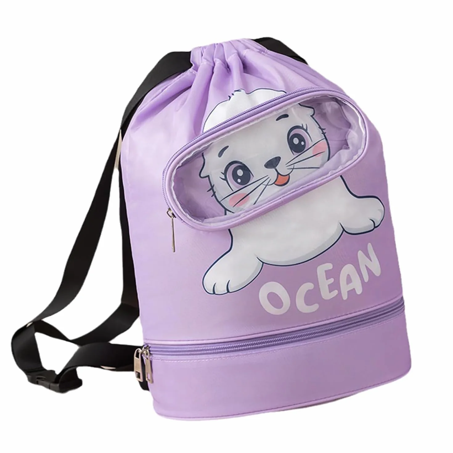 Mochila con Cordón Impermeable para Niños Bolsa de Natación Grande Deporte Compartimento