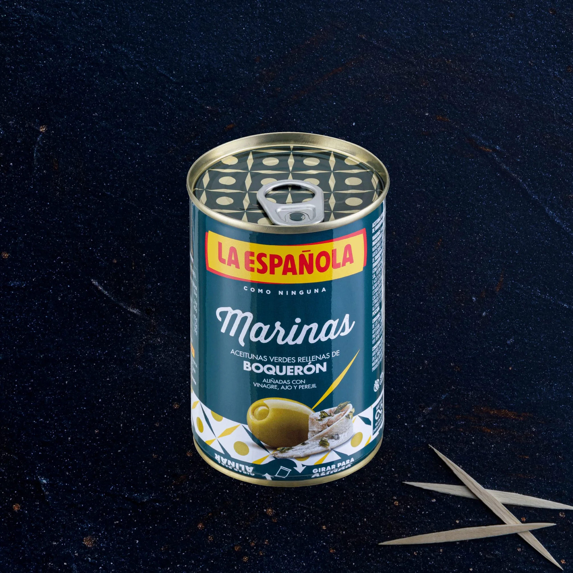 La Española Aceitunas Verdes Rellenas de Boquerón 300g Pack 12 Unidades Sin Gluten