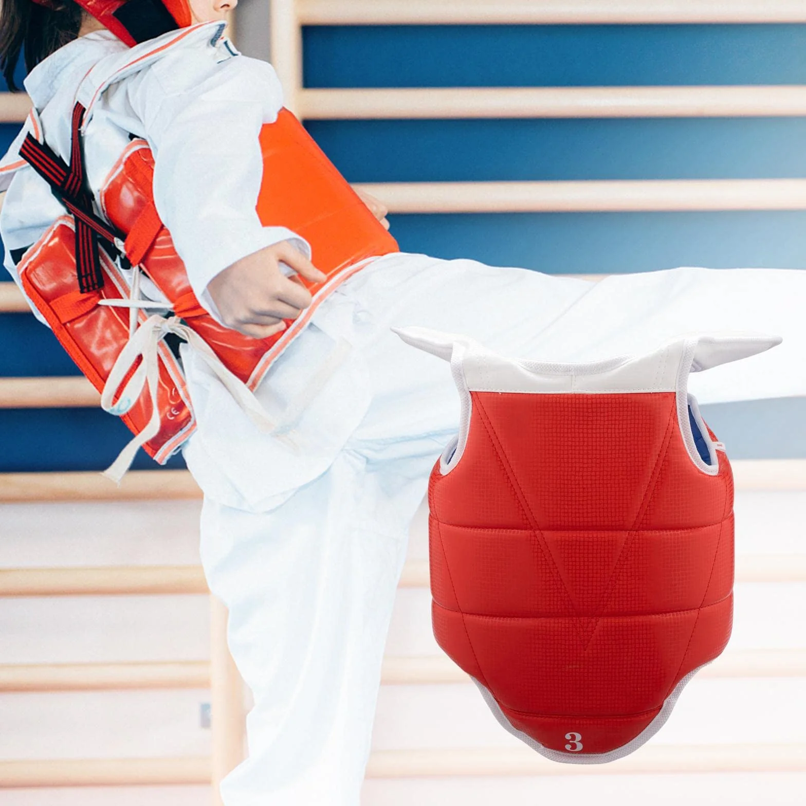 Qianly Chaleco Protector de Taekwondo, Protección de Pecho, Escudo de Costilla Ajustable