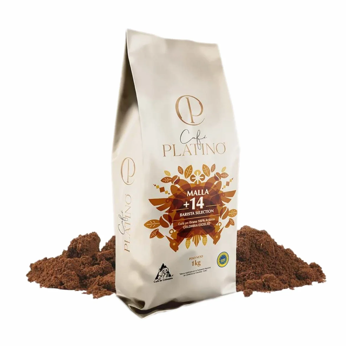 Café Platino - Café Molido de Colombia Excelso Tostado 1Kg - 100% Arábica - Malla +14 Barista Selection