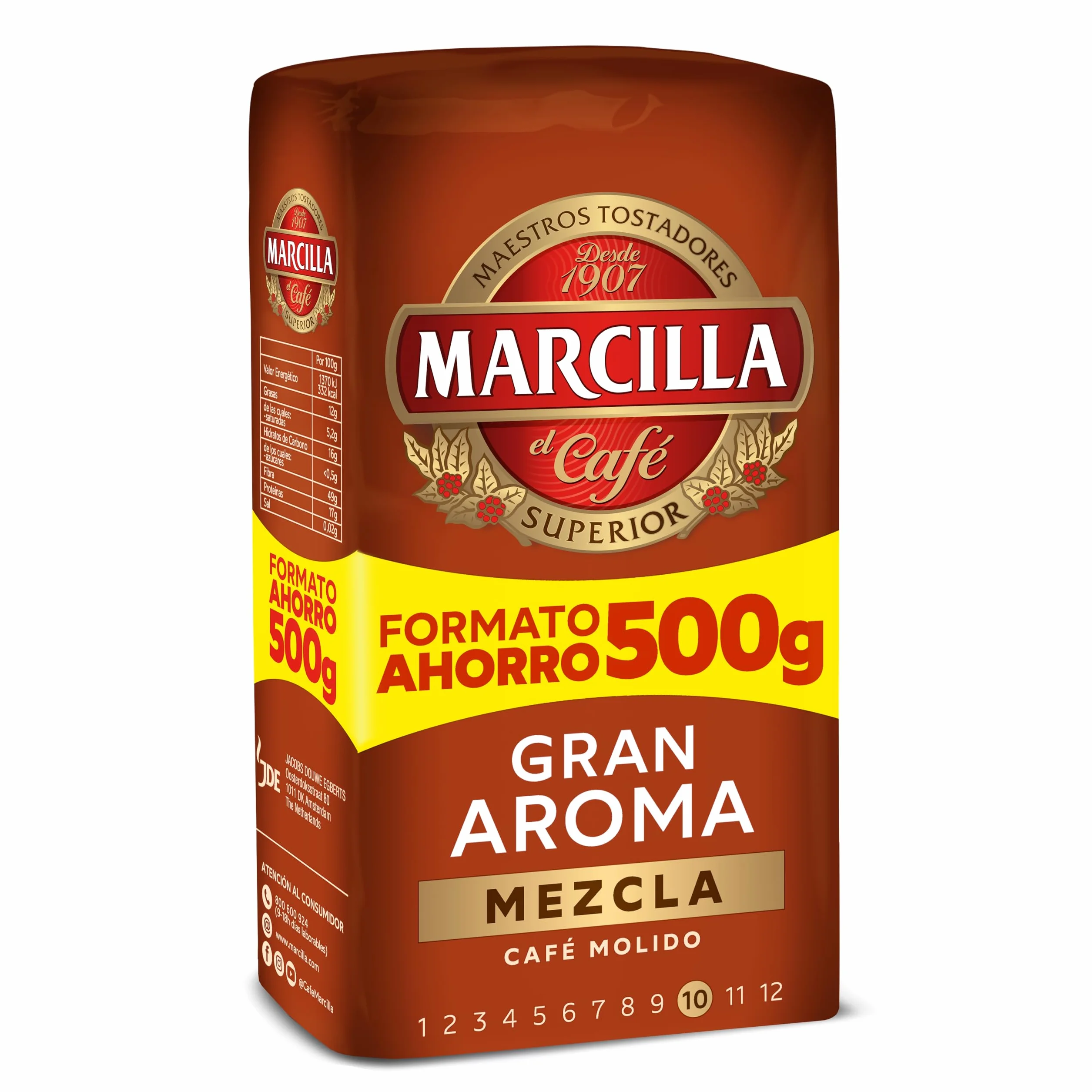 Marcilla Café Molido Mezcla |500 g | Para Cafetera Italiana, de Filtro o Pistón