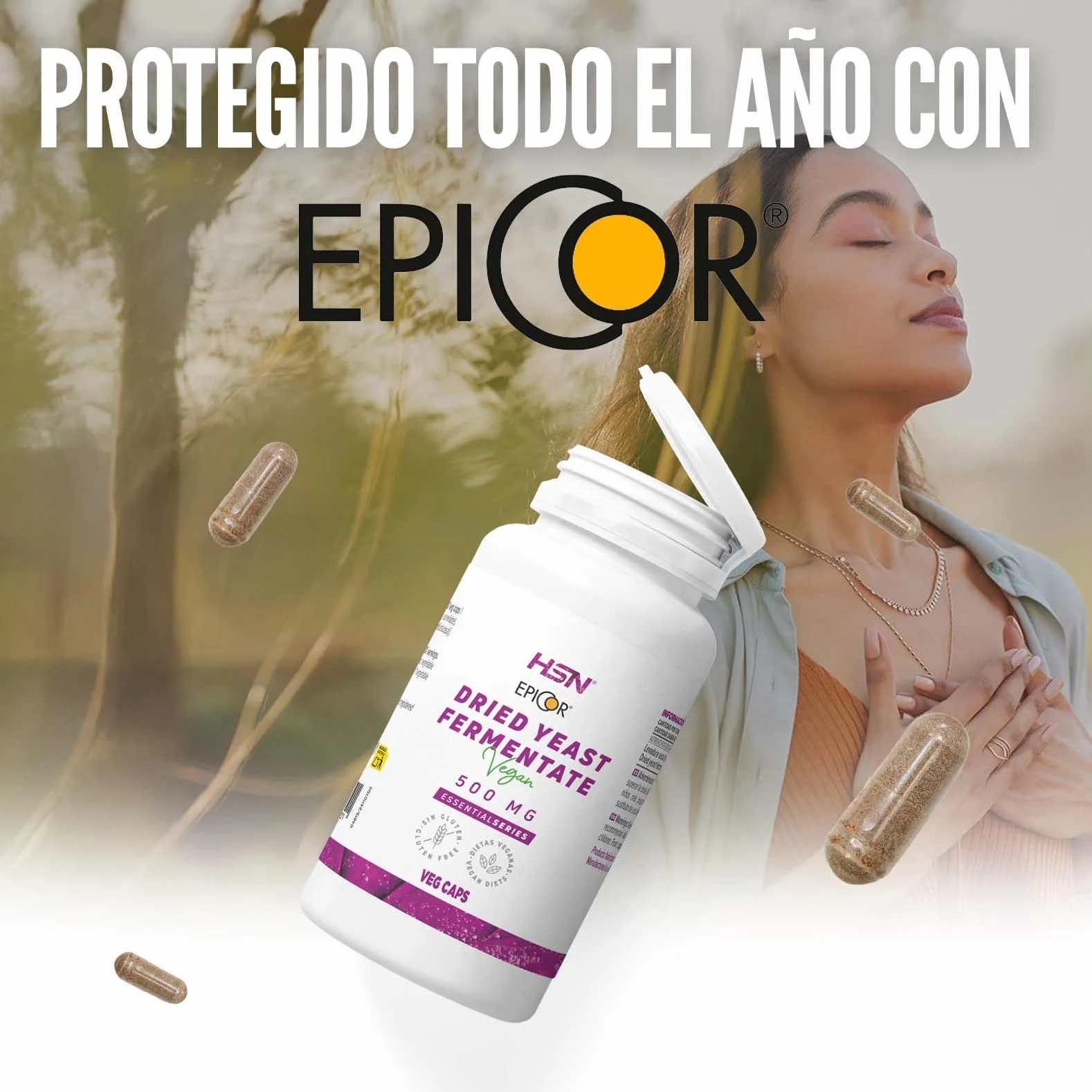 HSN EpiCor® Levadura Seca Fermentada 500mg 120 Cápsulas Vegetales No-GMO Vegano Sin Gluten