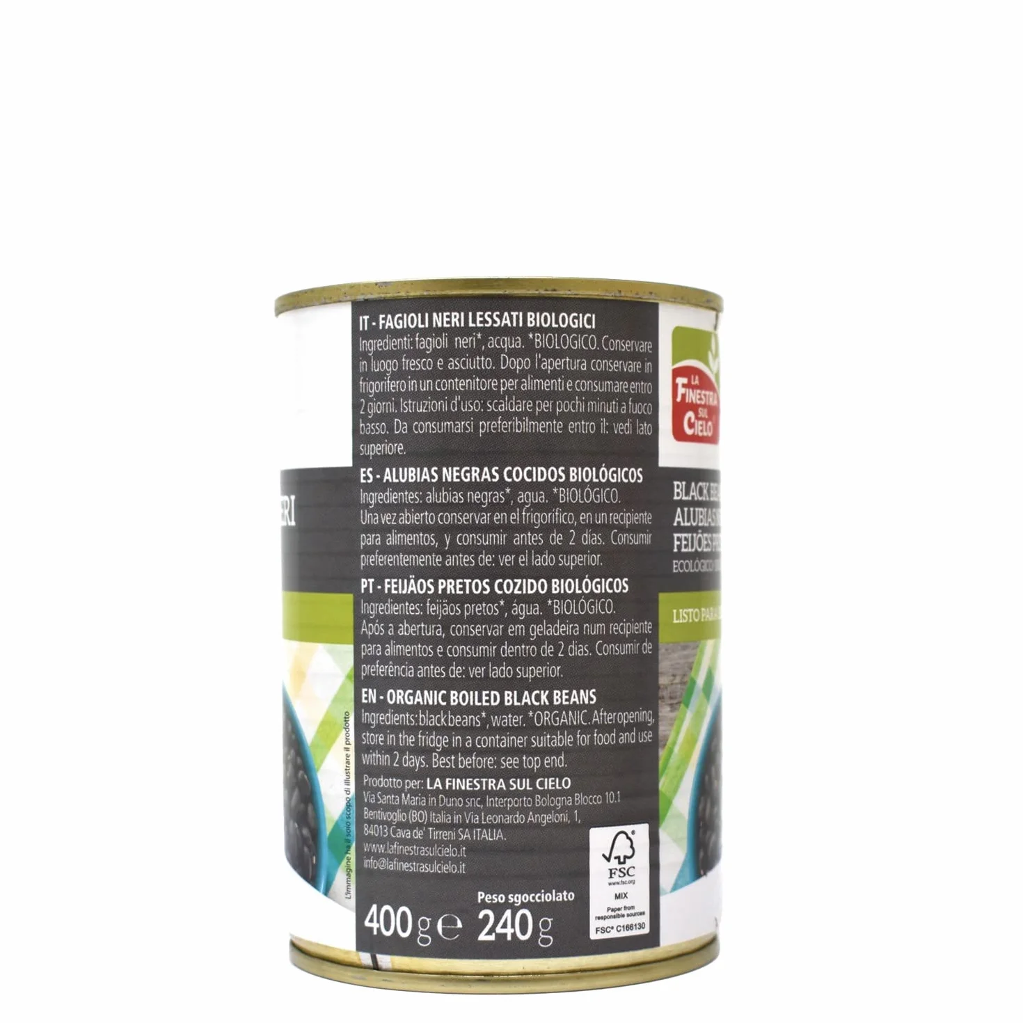 LA FINESTRA SUL CIELO ALUBIAS NEGRAS en lata 400gr. BIO