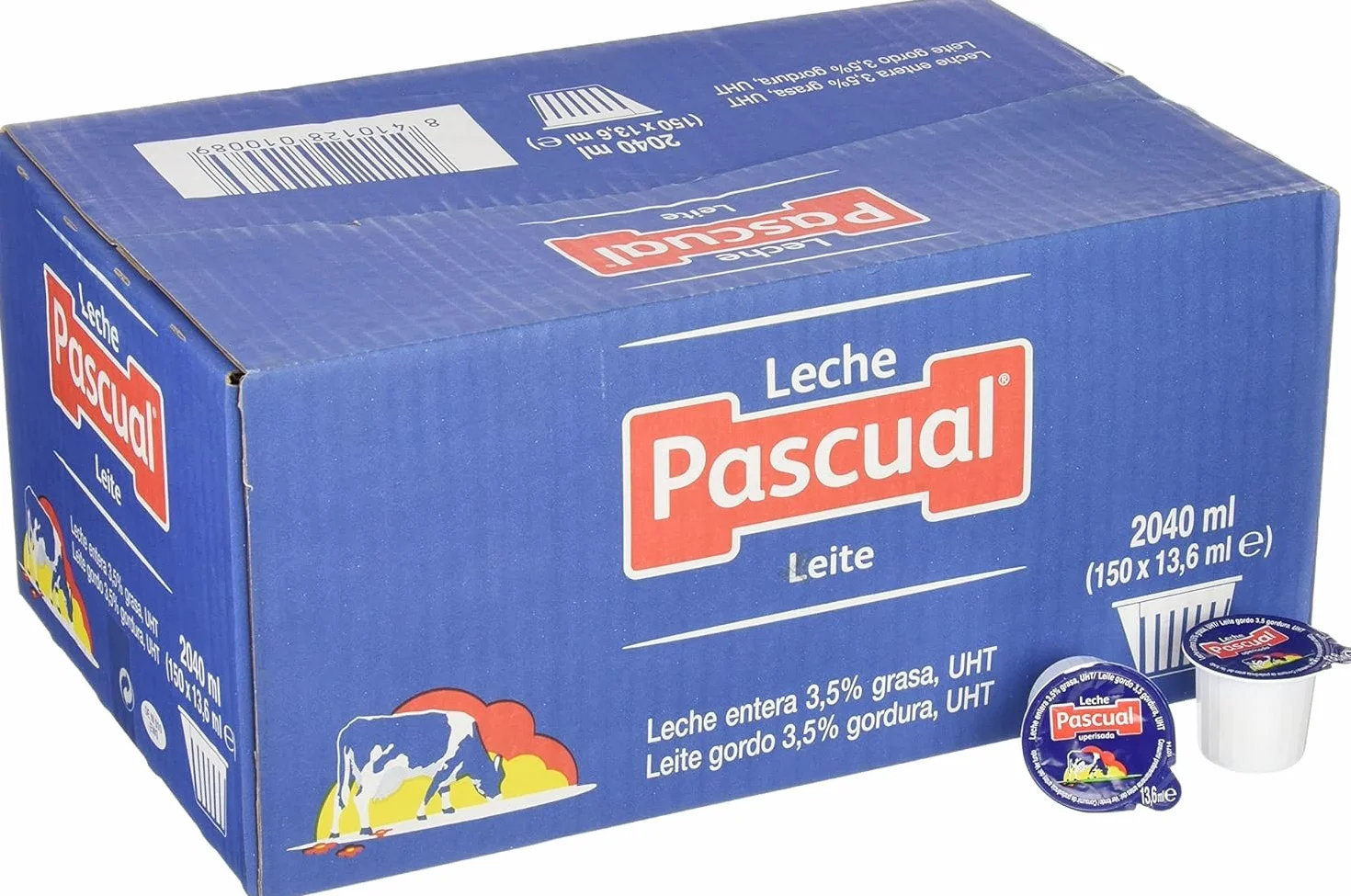 Leche Pascual Entera UHT Monodosis 13,6 ml Caja 300 Tarrinas
