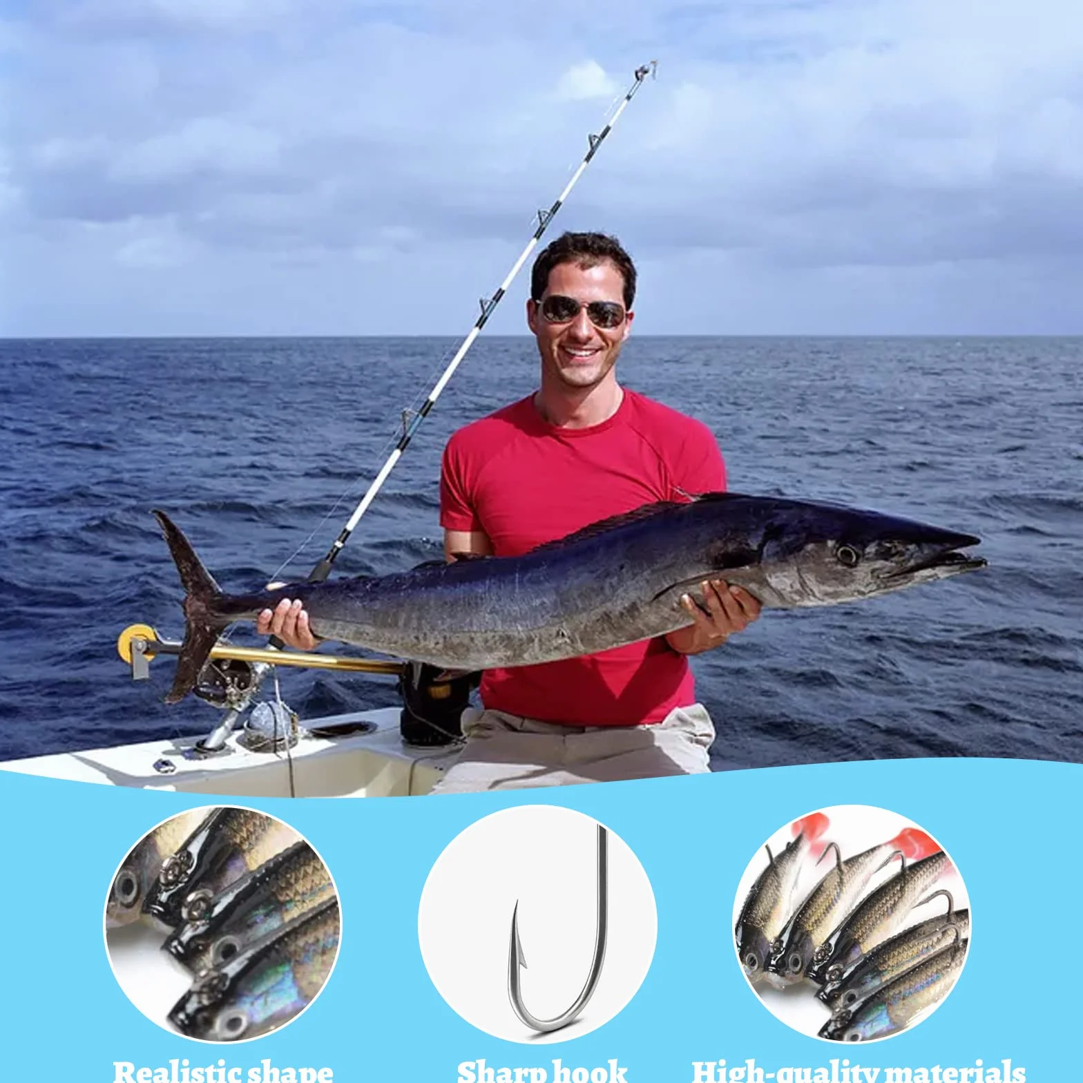 Señuelos de pesca DWE 5pcs, 3D ojos suaves, cebo artificial con gancho único