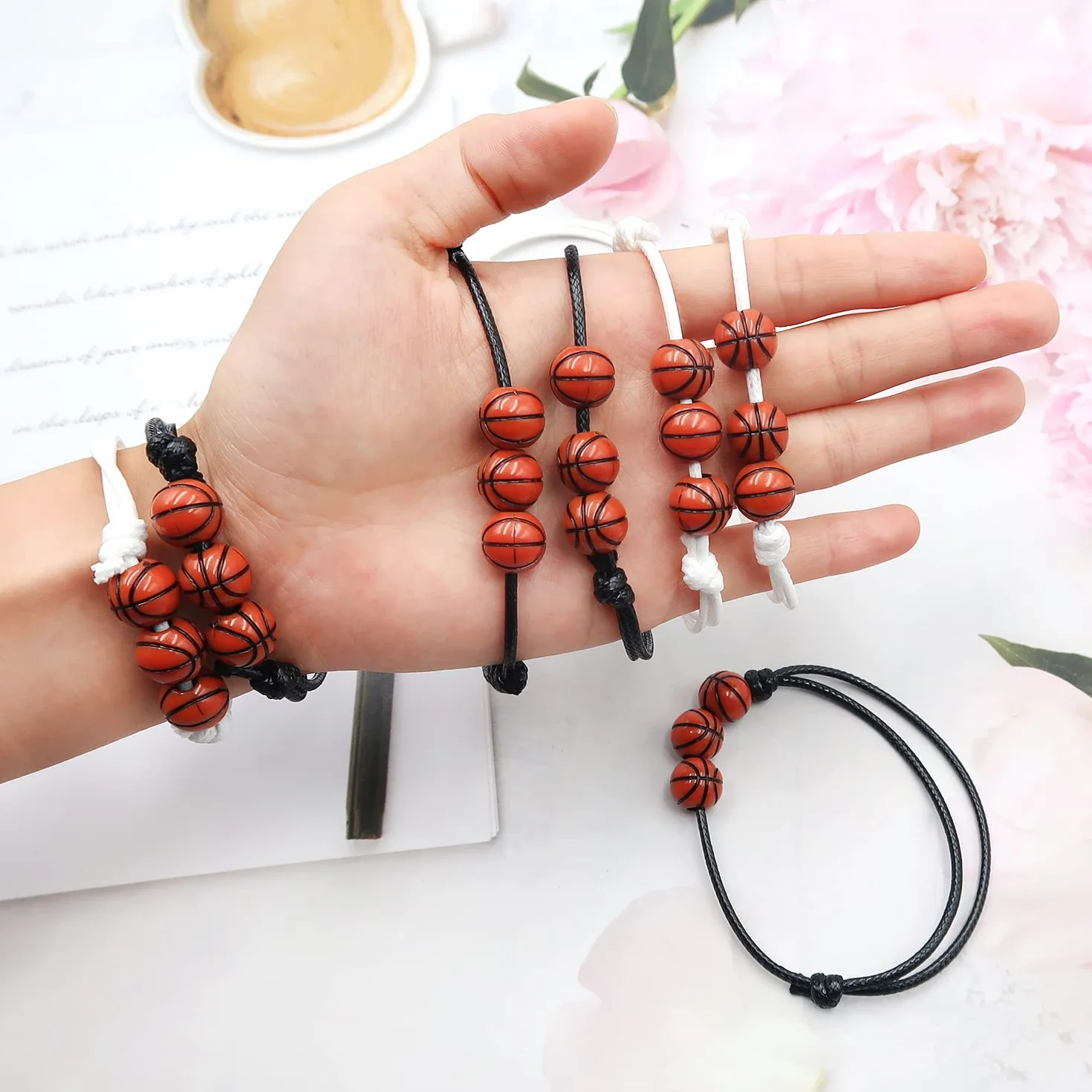 Pulsera de Baloncesto Trenzada Ajustable, 20 Piezas para Adolescentes Adultos Hombres Mujeres