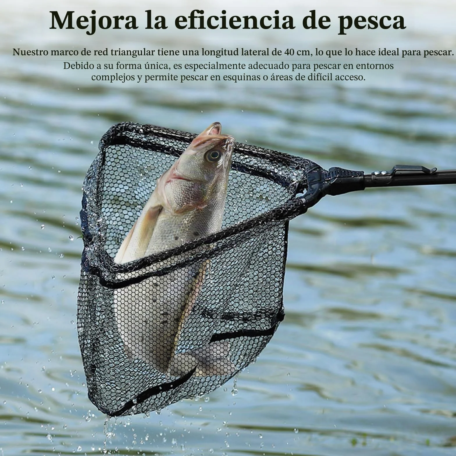 Réd De Pesca Telescópica, Red de Pésca Plegable Triangular, Sacaderas de Pesca con Mango Antideslizante Negro