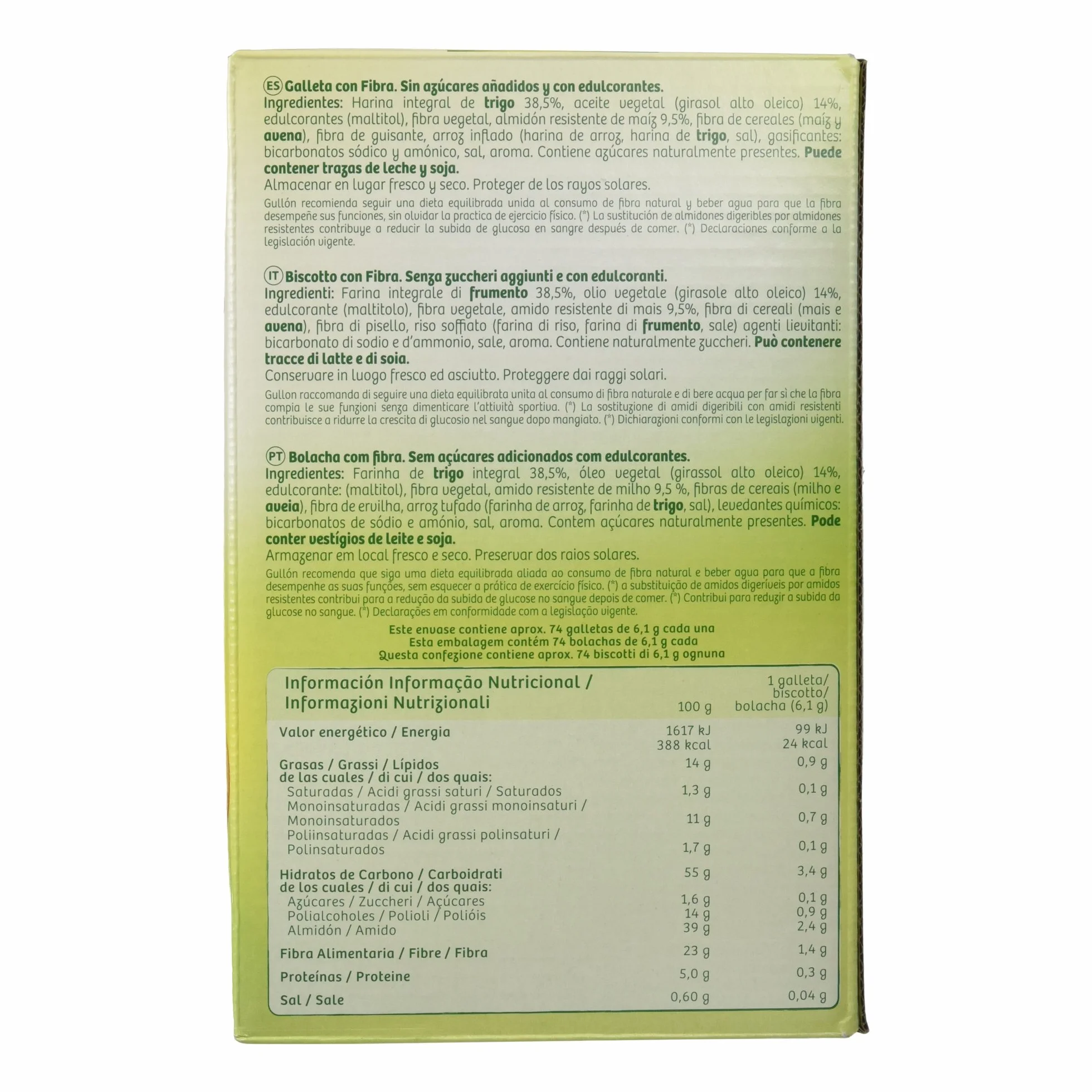 Gullón Galleta Fibra sin Azúcar, 450g