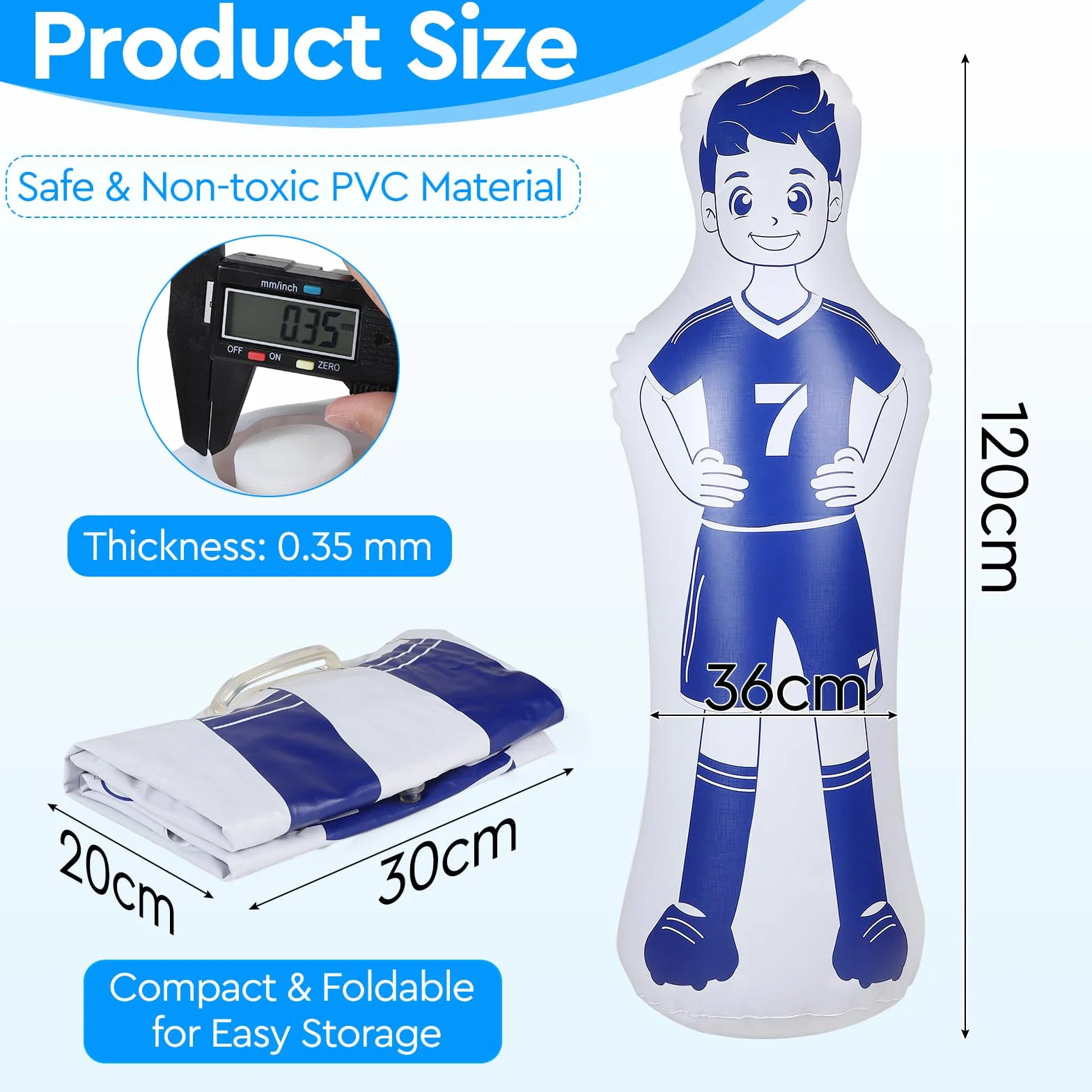 Maniquí Inflable de Fútbol de PVC, Muñeco de Portero Plegable para Entrenar Fútbol, Baloncesto y Boxeo